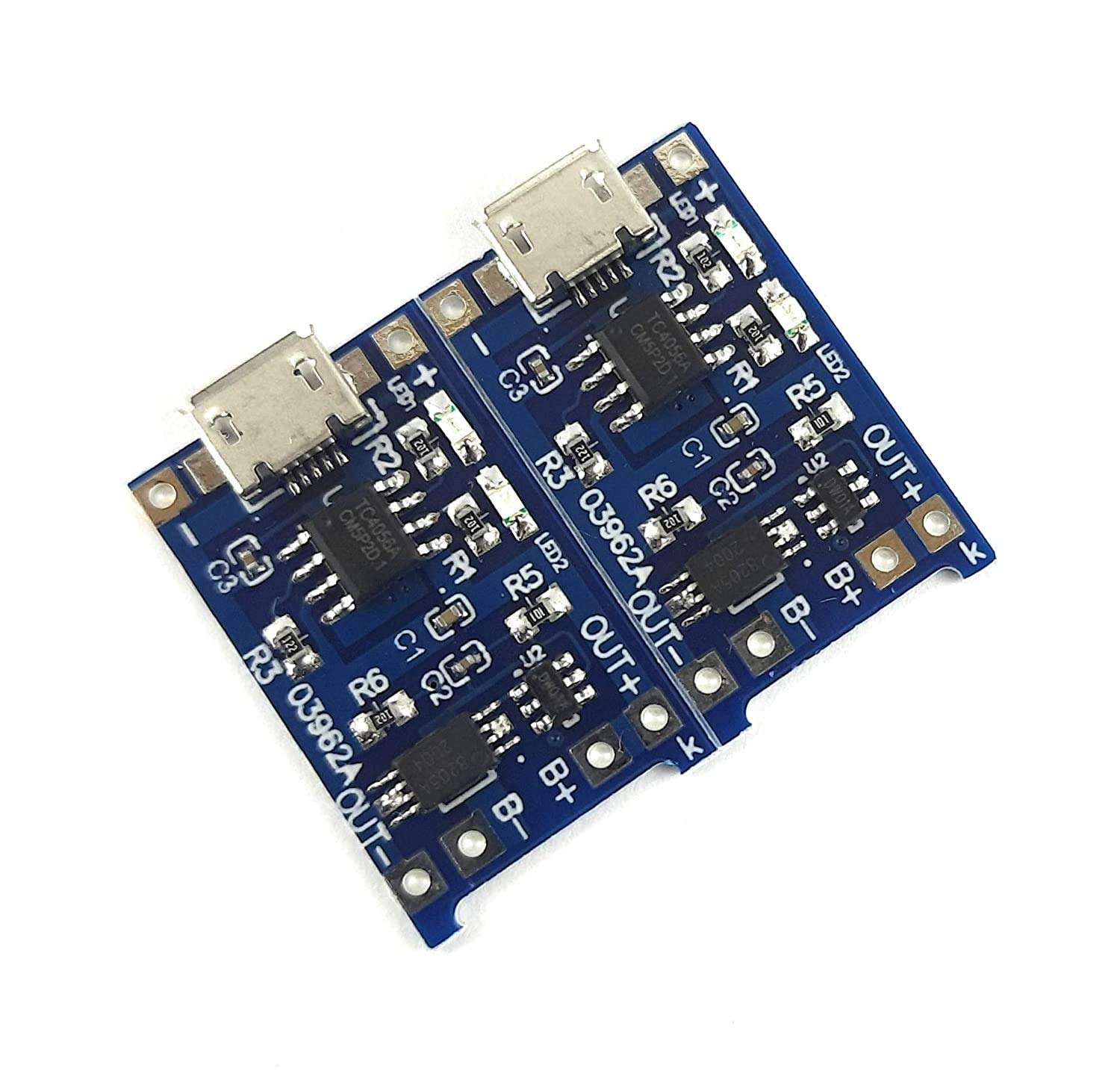 Stookin USB 5V 1A 18650 TP4056 Lithium Battery Charging Module Board with Protection ( Pack of 2 ) 1