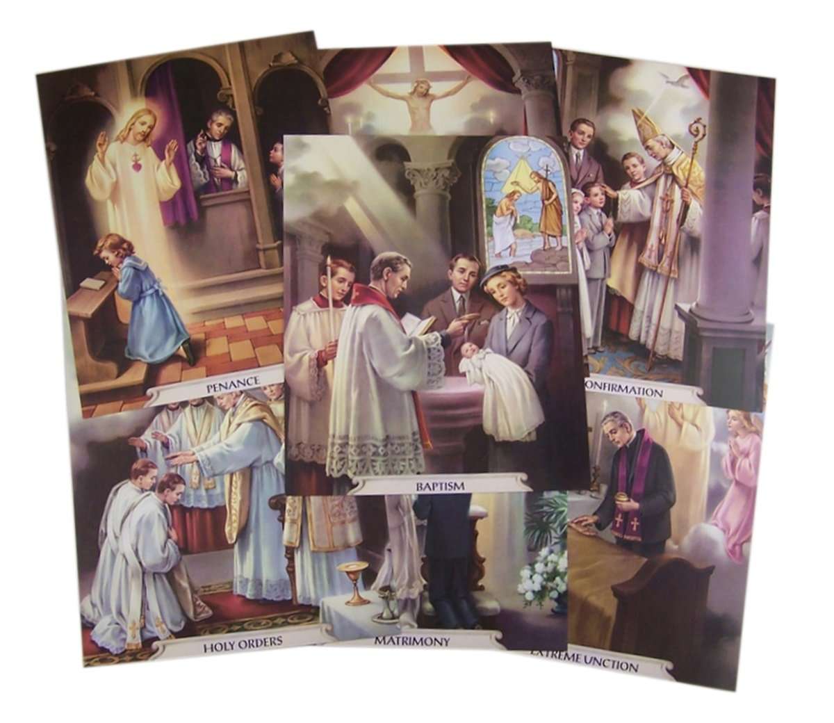 Catholic Posters The Seven Sacraments Illustrated Cardstock Poster Set, 7 Pieces, 10 Inch 2