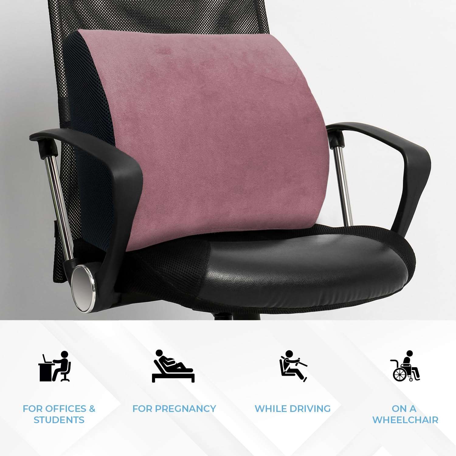 Sassoon Memory Foam Orthopedic Back Support Cushion (Pack of 1) (Mauve) 4