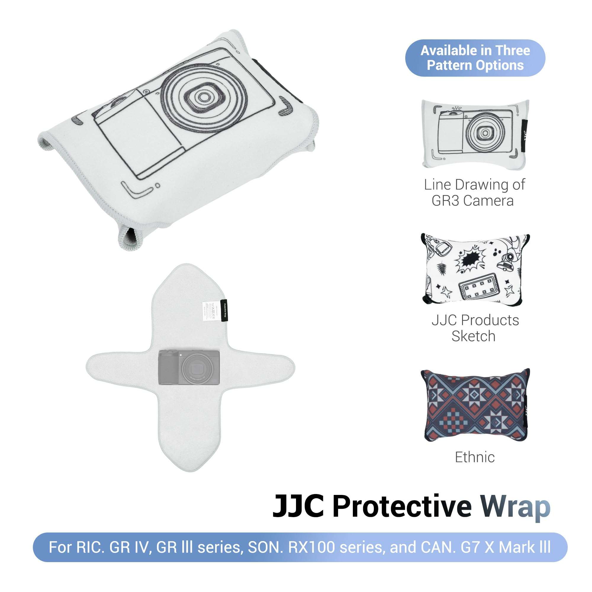 JJC Protective Wrap, Anti-Scratches and Self-Adhesive Camera Wrap for Ricoh GR IV GR4 GR III GR3 HDF GR IIIx GR3x HDF Sony RX100VII RX100VI RX100V Canon G7X Mark III, Camera Drawing Pattern 3