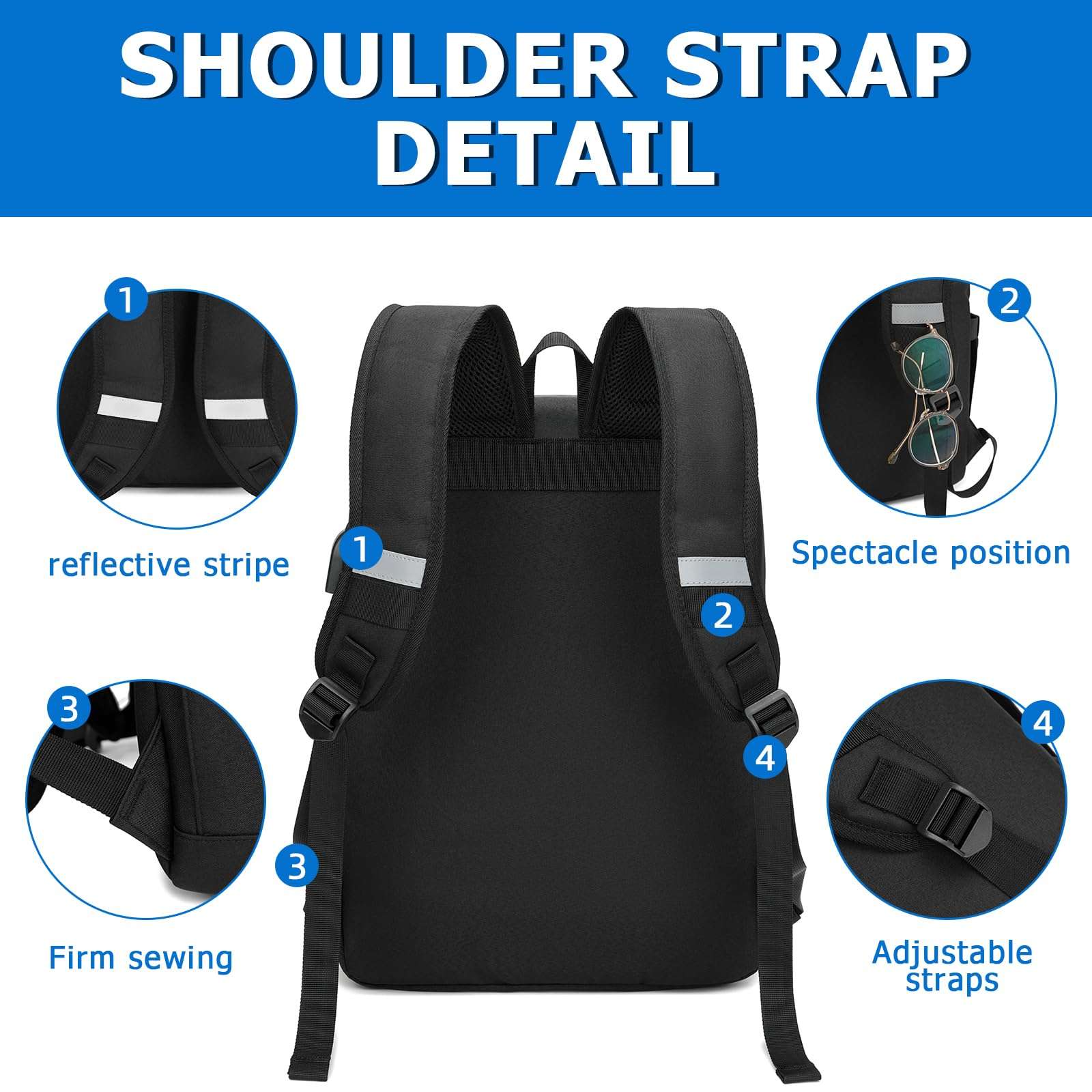 HFSX Anti Theft Laptop Backpack Men Women Vintage Backpack Bookbag College Backpacks Stylish Water Resistant Backpack Fits 15.6 Inch Laptop 6