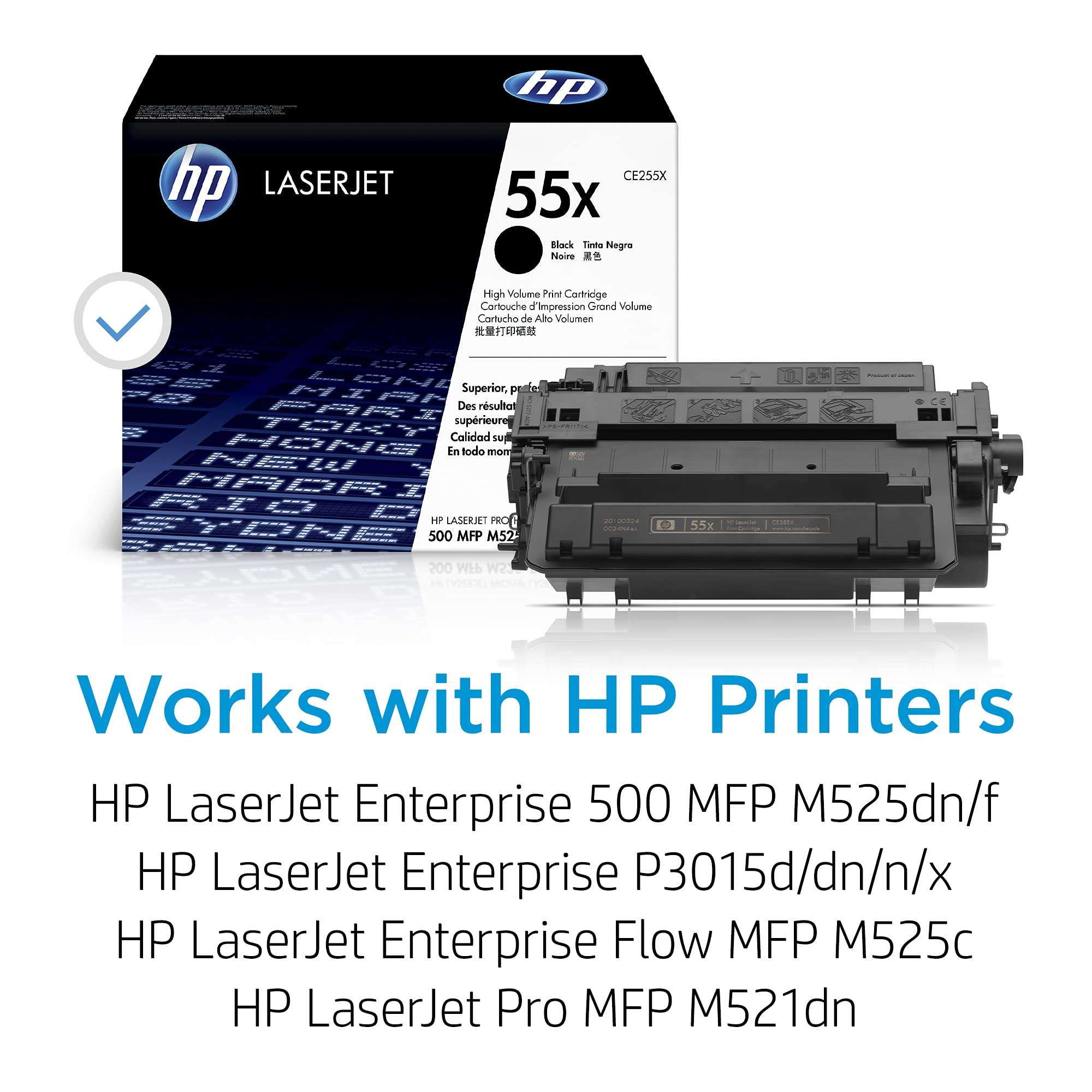 HP 55X Black High-yield Toner Cartridge | Works with HP LaserJet Enterprise 500 MFP M525 Series, HP LaserJet Enterprise P3015 Series, HP LaserJet Pro MFP M521 Series | CE255X 2