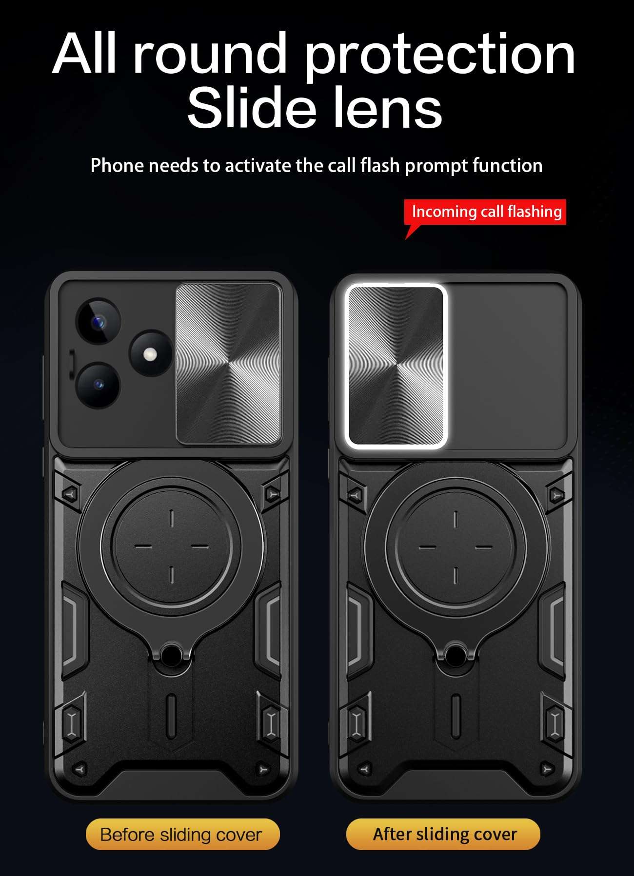 Kukoufey Compatible with Infinix Hot 30 4G Case,with Slide Camera Lens Cover Compatible with Infinix Hot 30 4G X6831 Case Black 2