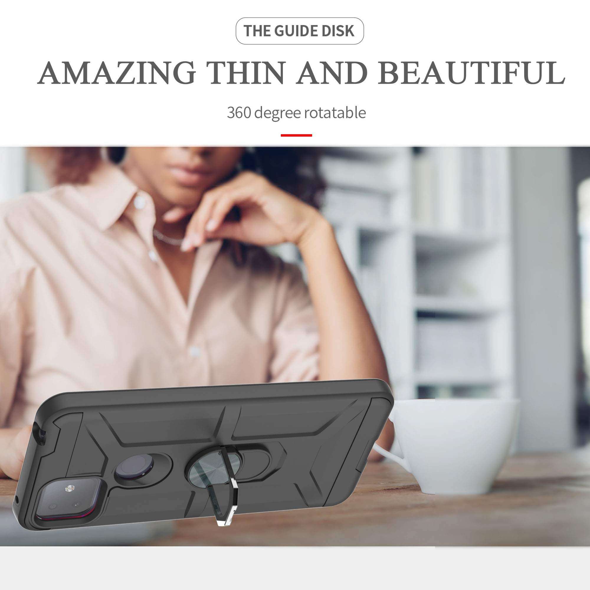 YmhxcY T-Mobile Revvl 4 Plus Case TCL Revvl 4 Plus Case with HD Screen Protector 360 Degree Rotating Ring Kickstand Holder Dual Layers of Shockproof Phone Case TCL Revvl 4 Plus (6.5")-ZS Black 3