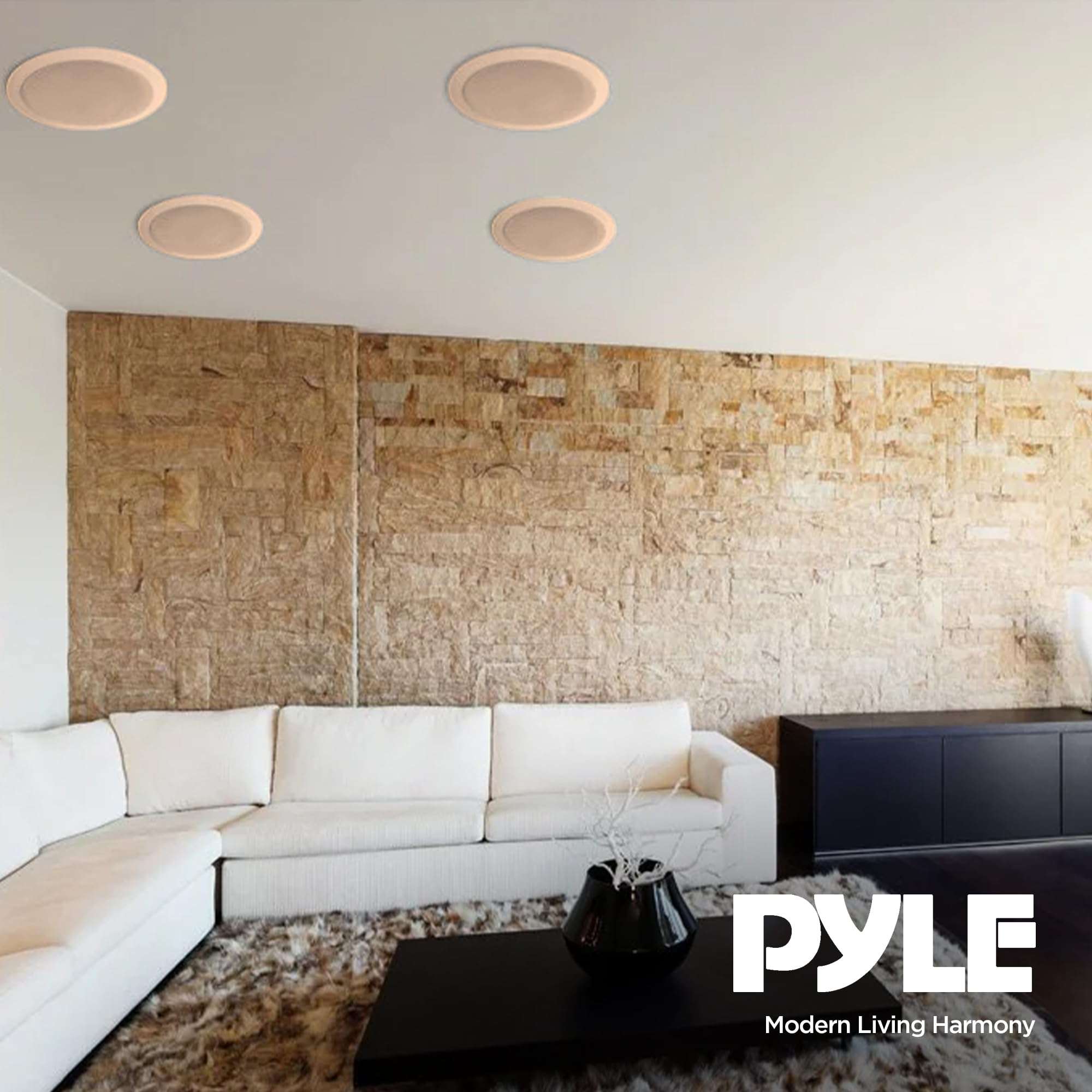 Pyle 1 Pair Speakers, 200W 6.5" Flush Mount in Wall/in Ceiling Speakers with Spring-Loaded Terminals, PDIC Series, Tan 6