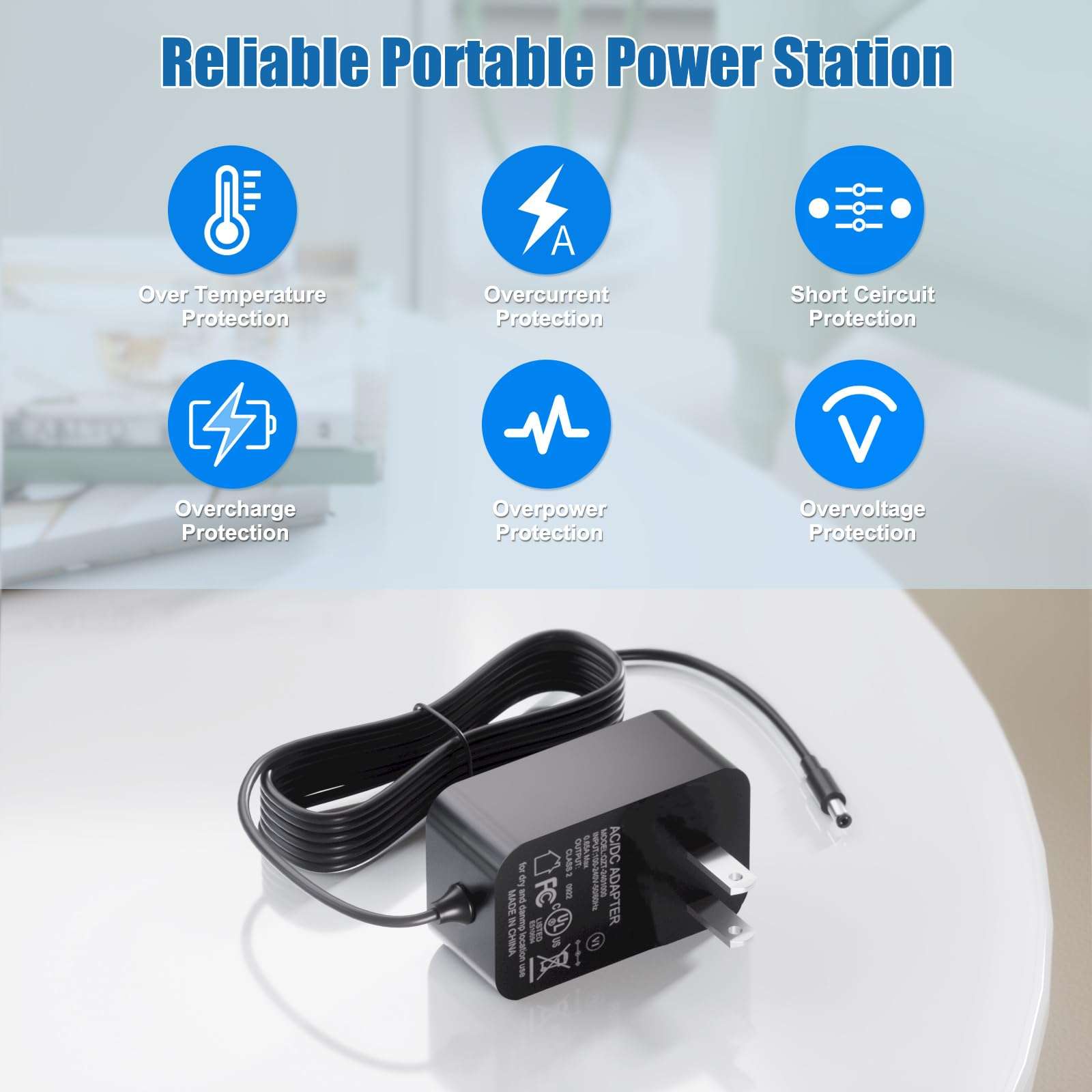 24V Corner Floor Lamp Power Cord for Govee LED Lights 16 Million DIY Colors ‎H6076 H6078 Power Adapter for Govee Room Floor Lamp AC Power Supply 4