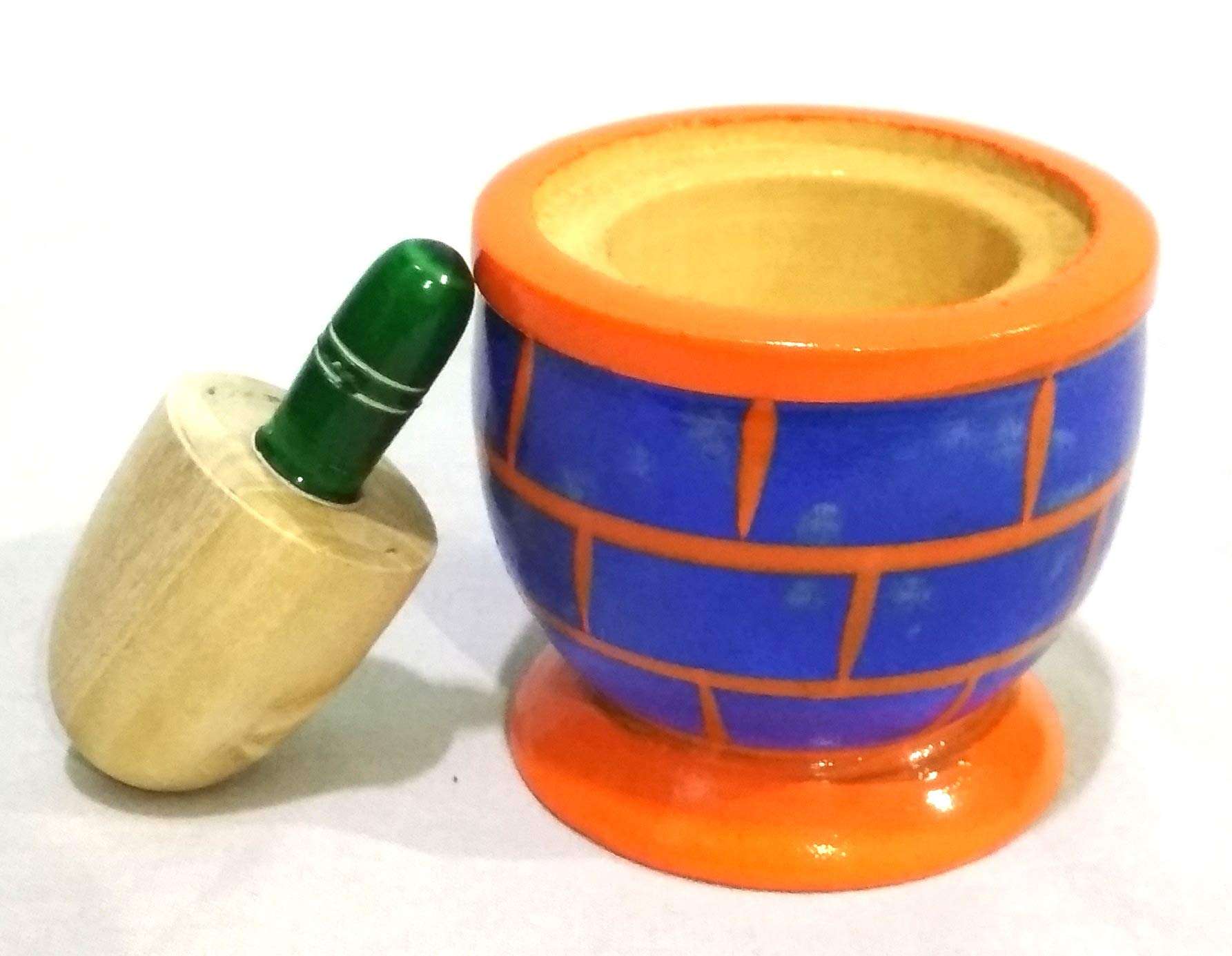 Crafts India Handcrafted channapatna Wooden Dolls/Toys -Grinding Stone Show Piece - 6 cms 3