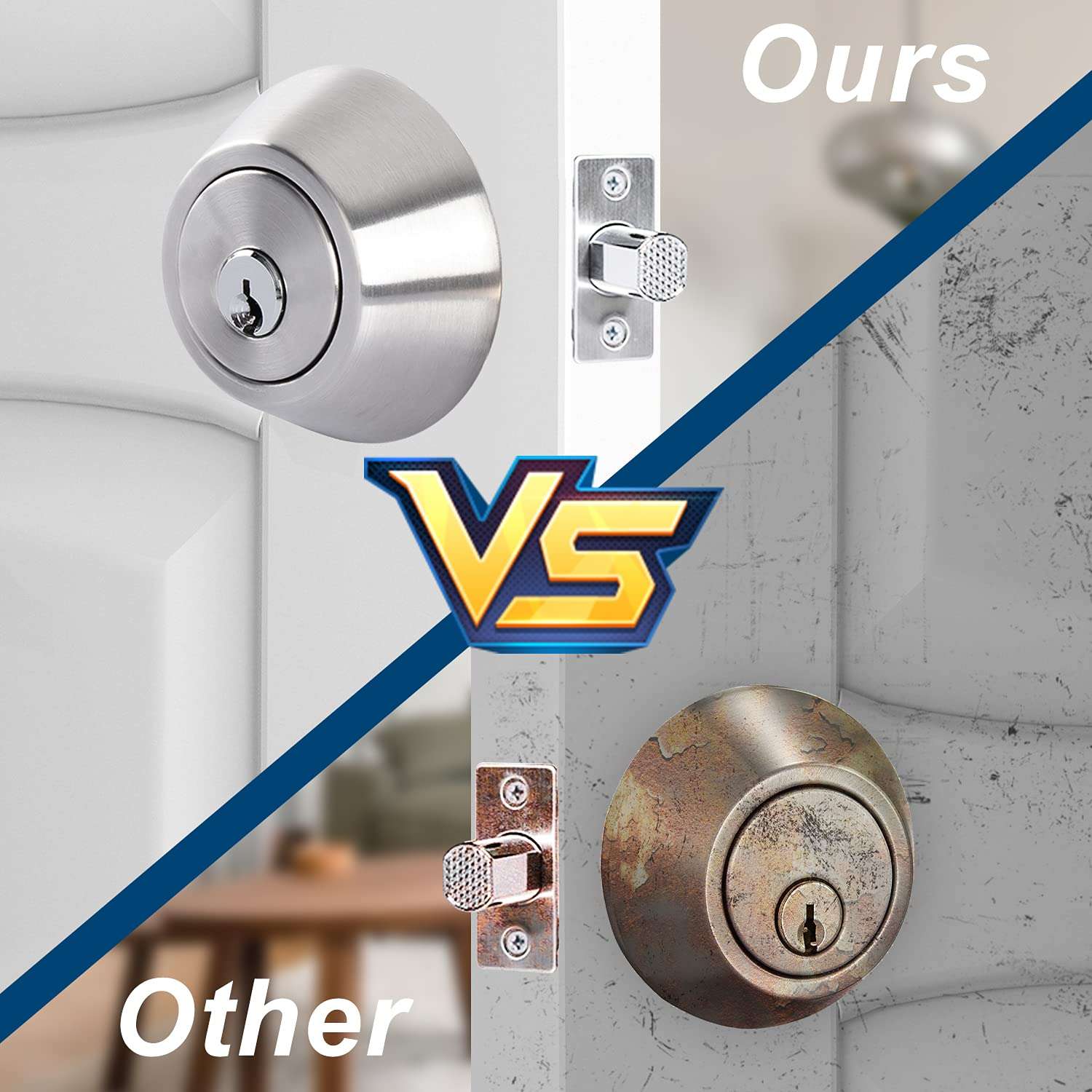 Single Cylinder Deadbolt Dead Bolt - Keyed Dead Bolt for Doors,Entry Door Lock with Key One Side，Stainless Steel Dead Bolt Locks for Exterior Doors,Rotation of The Inner.(Silver, Single Cylinder) 6