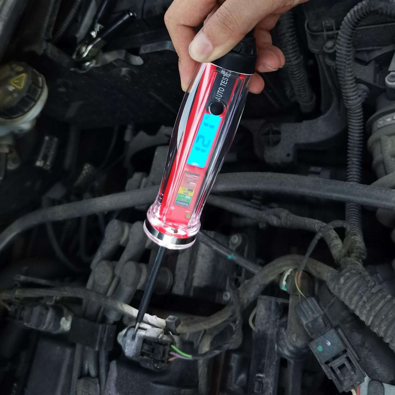 Automotive Circuit Tester 1-75V LCD Digital Display with Extend Wire Car Voltages Tester Heavy Duty Battery Tester 3