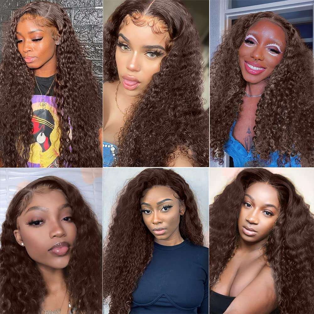 #4 Brown Human Hair Bundles Chocolate Water Wave Bundles 22 24 26 Inch Unprocessed Brazilian Virgin Hair 3 Bundle 50 Gram Per Bundle Deals Quick Weave Hair Extensions 3