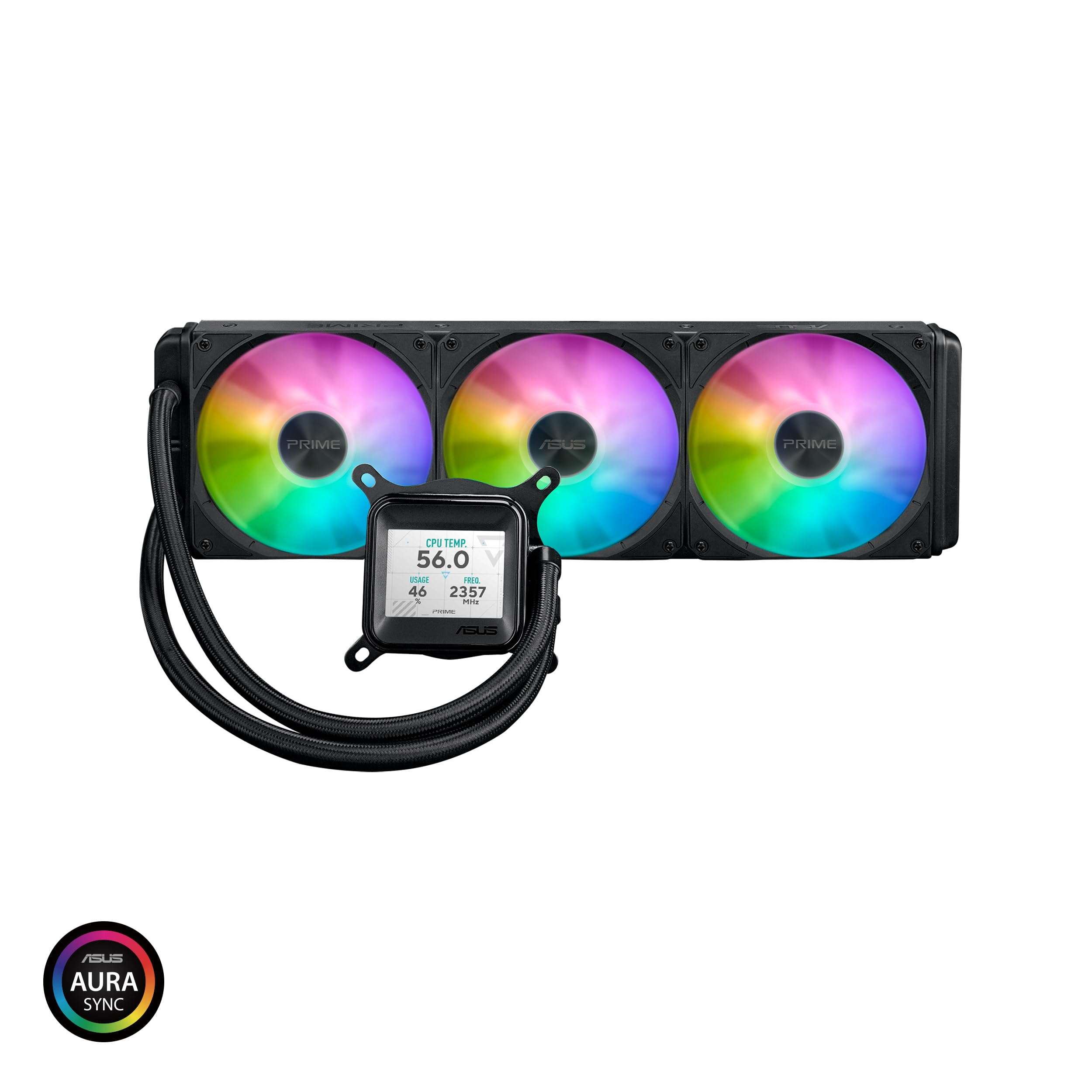 ASUS Prime LC ARGB LCD All-in-one CPU Liquid Cooler with Sharp Screen showcasing CPU & GPU Information with Different Background, high-Performance Pump Armed with Robust Motor, Daisy-chainable Fans 6