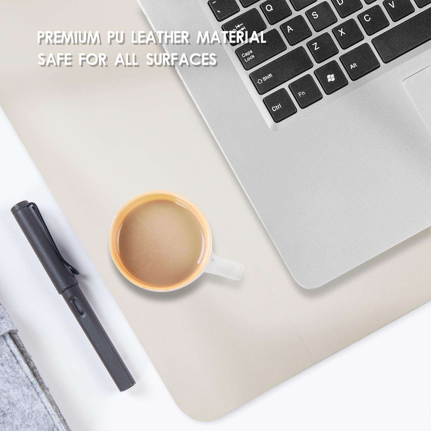 Office Desk Pad PU Leather Mat Waterprooof Extended Large Gaming Mouse Pad Organizer Smooth Writing Surface with Non Slip Rubber Base for Laptop Keyboard Mouse Pad for Home (Beige) 5