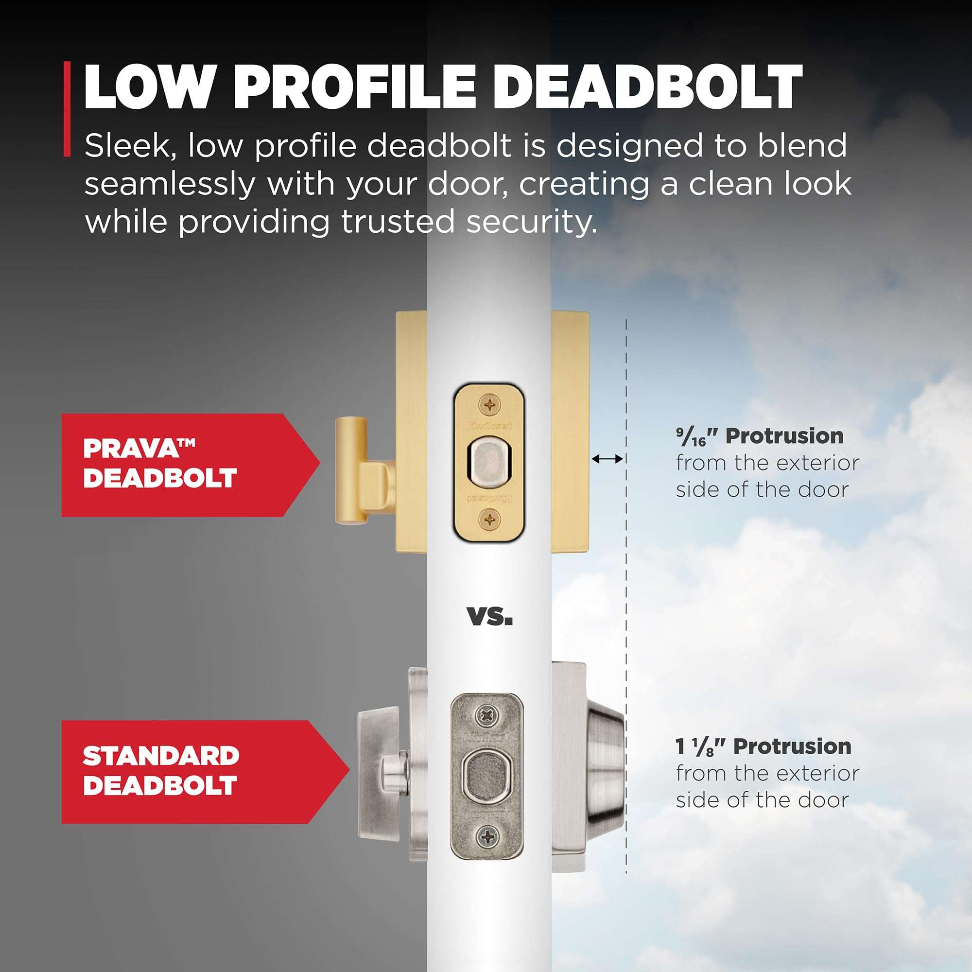 Kwikset Prava Front Door Lock Handle and Deadbolt Set, Entry Handleset Exterior with Interior Reversible Lever, Satin Brass, Pick Resistant SmartKey Rekey Deadbolt Security, with Microban Protection 6
