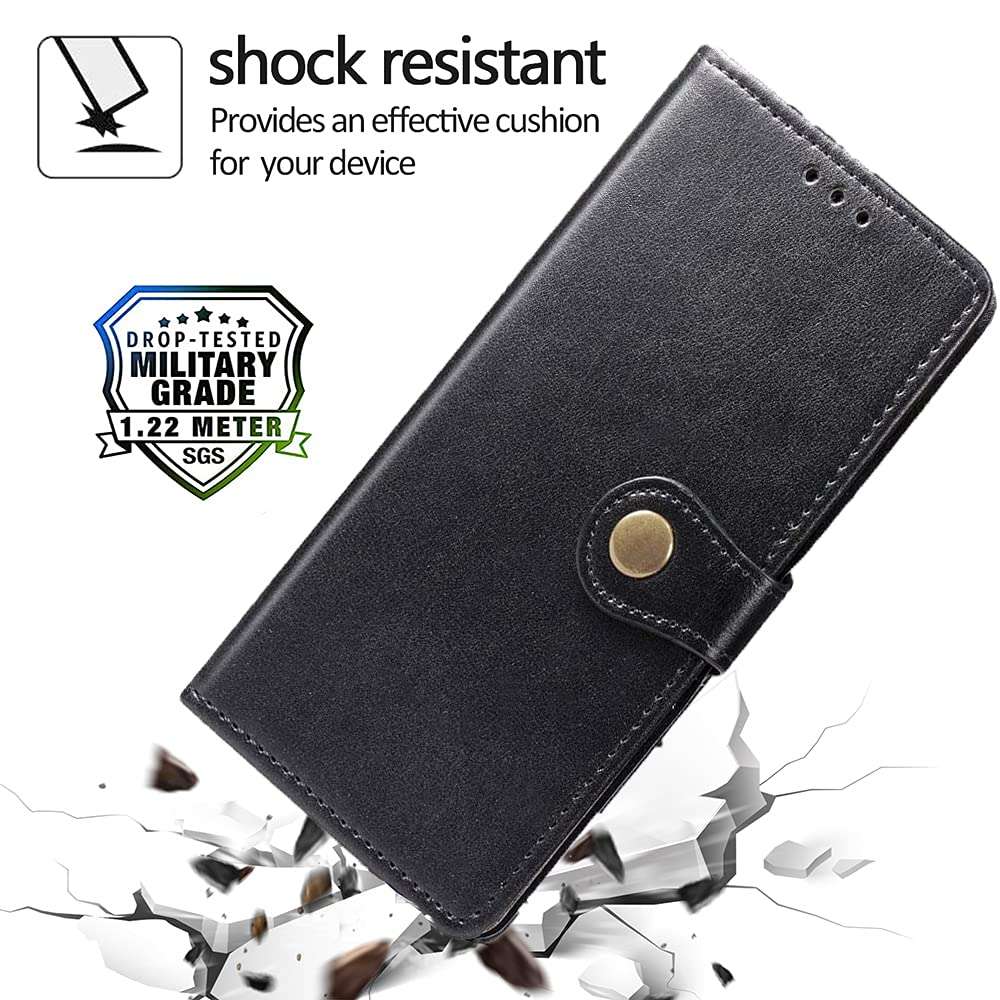 Phone Case Design for Samsung Galaxy A10S/M01S Wallet Case with Stand Kickstand Credit Card Holder for Women Men Girls, Samsunga10s A 10 A10 10S Rugged PU Leather Flip Folio Protective Cover Black 5