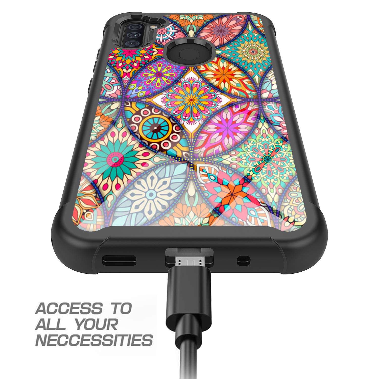 Rosebono Compatible with Samsung Galaxy A21 Case, Slim Hybrid Dual Layer Shockproof Hard Cover Graphic Fashion Cute Colorful Silicone Skin Cover Armor Case for Samsung Galaxy A21 (White Marble) 4