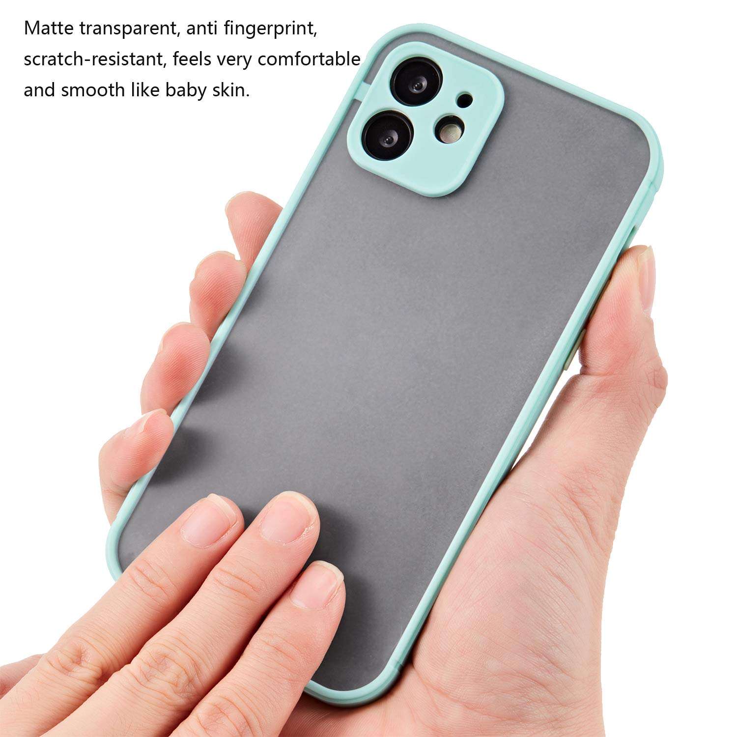 Phone Case for iPhone 12 Case 6.1 inch Camera Lens Full Protection Silicone Soft Bumper Matte Transparent Back Cover Shockproof (Mint Green) 4