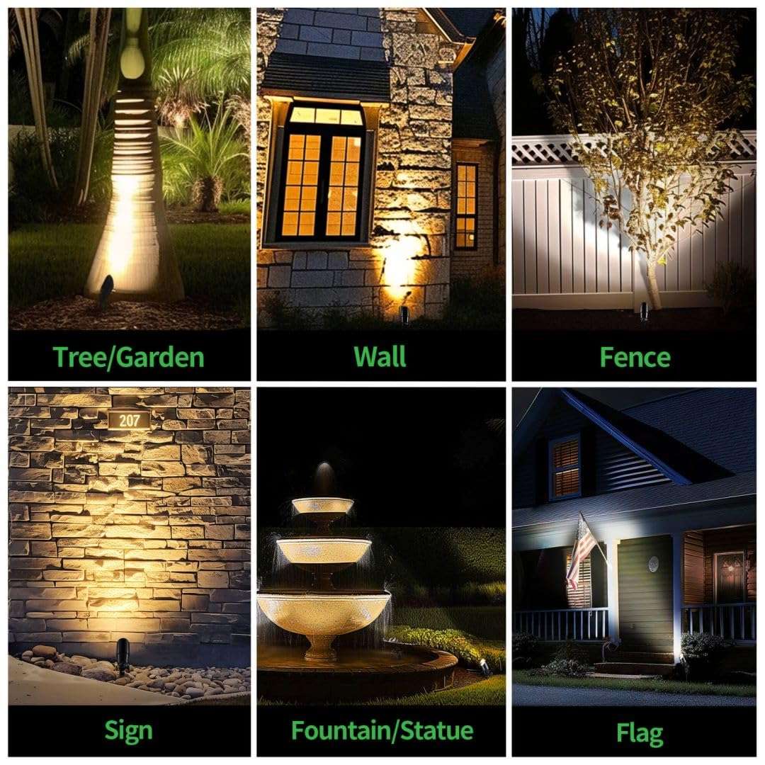 Varmtalys LED Outdoor Spotlights, Black Low Voltage Waterproof Spot Light, Aluminum Landscape Lights for Porch, Backyard, Uplighting with 5W MR16 Bulb 2700K 6 Pack 6