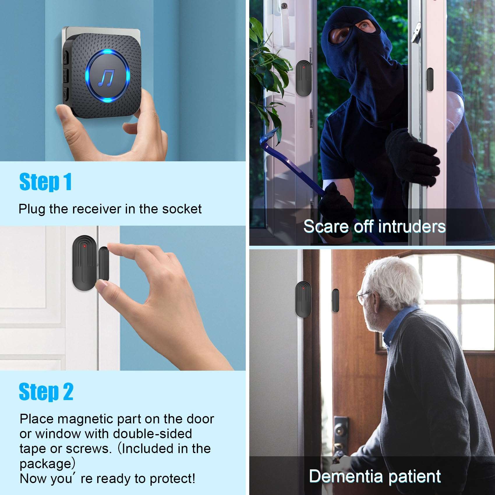 SanJie Door Chime, Wireless Door Chimes When Door Open Entry for Business/Home/Office/Store (500ft Range 26 Chimes Adjustable Volume) 6