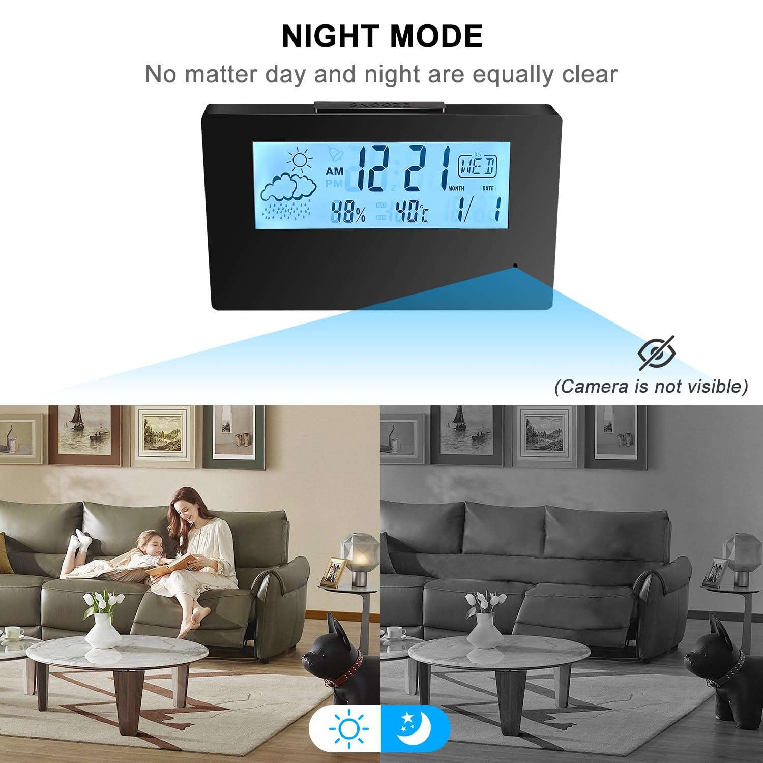 4K UHD Mini Camera Hidden Camera in Clock WiFi Hidden Cameras Video Recorder Wireless IP Smart Guardian 5 in 1 Camera Indoor Home Security Monitoring Nanny Cam 140° Angle Night Vision/Motion Detection 6