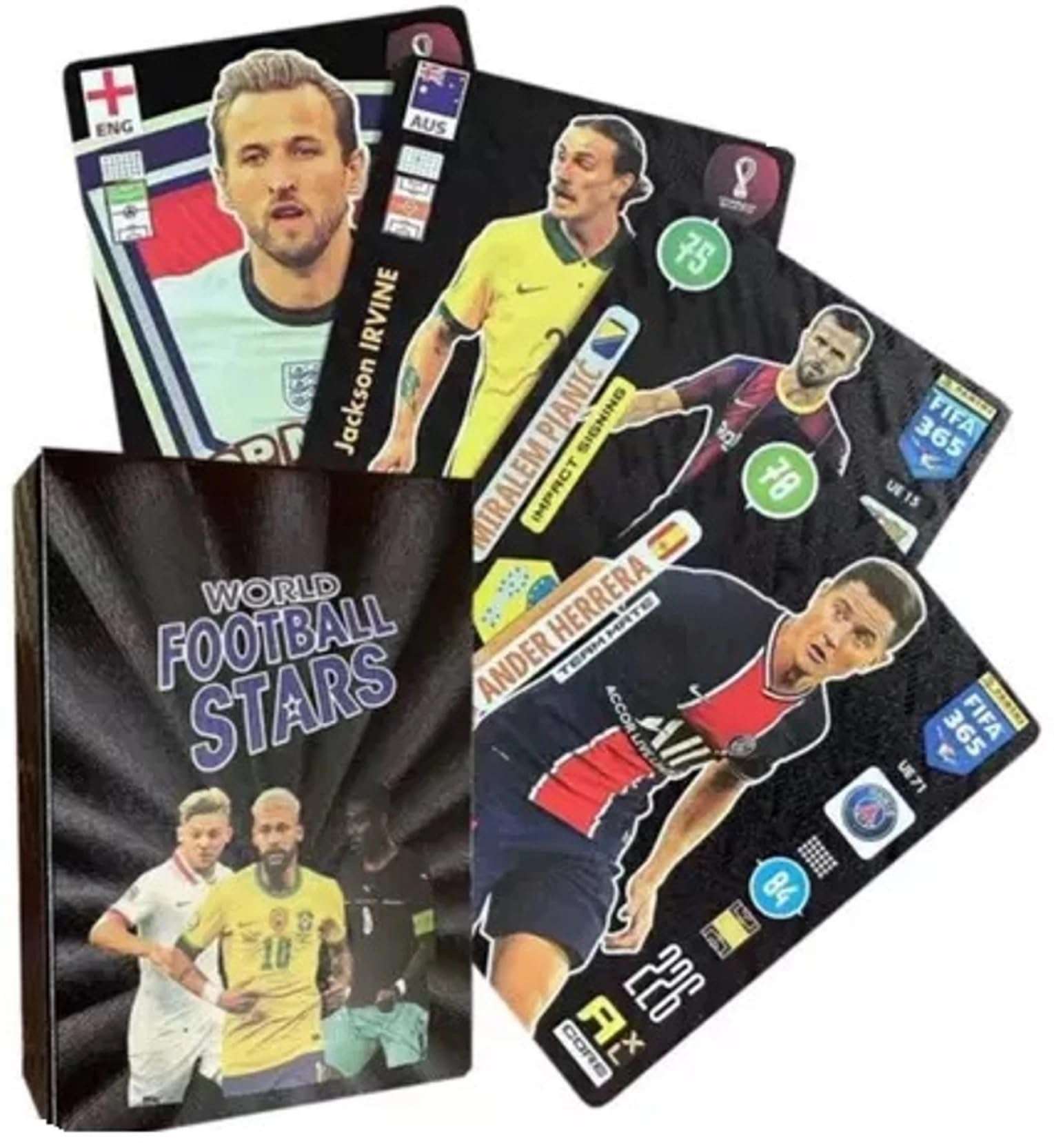 World Football Stars Trading Card Set, 55 Cards of The World's Greatest Soccer Stars Soccer Legends, Great Gift for Any Soccer Enthusiasts (Black) 1