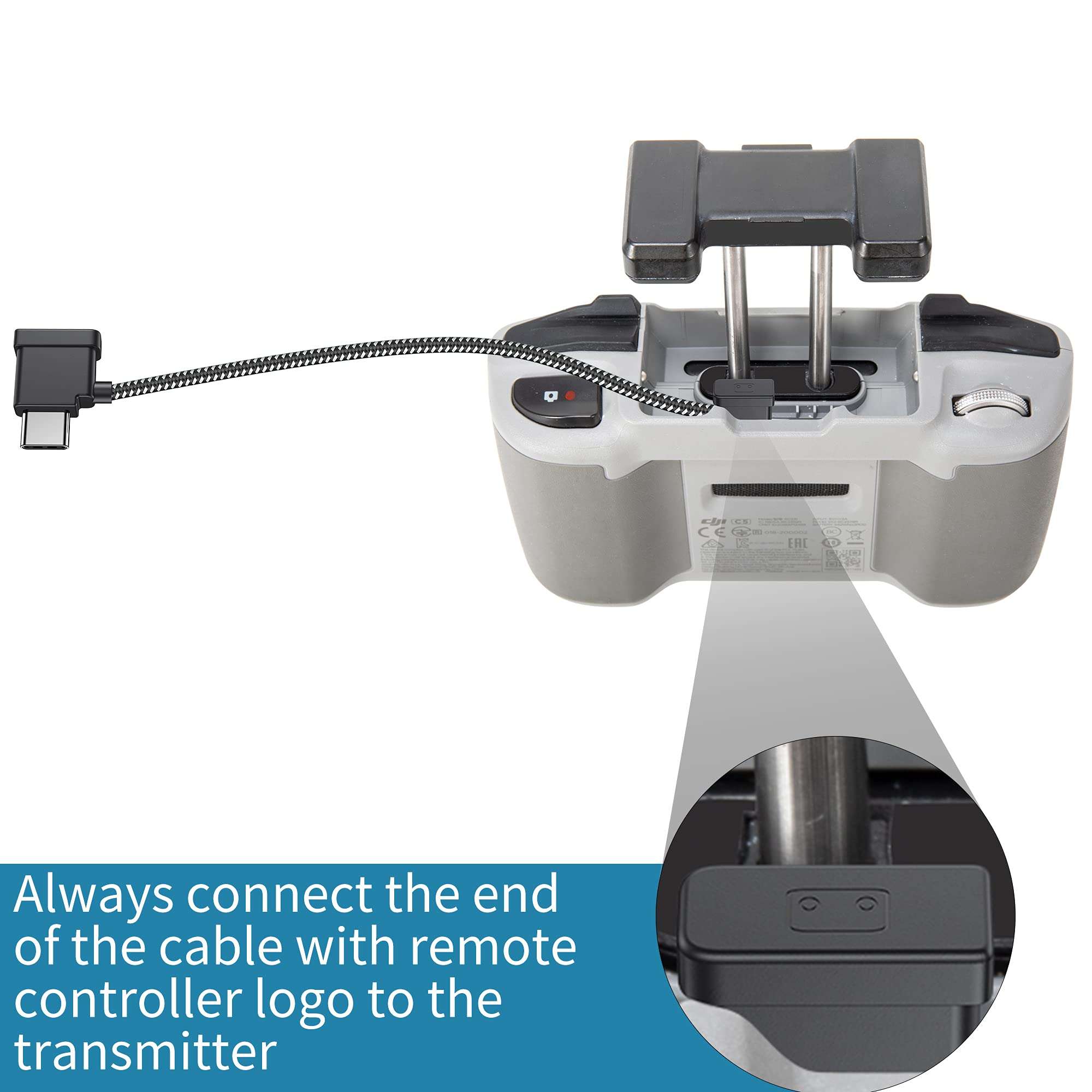 KOOWOD 1FT 90 Degree RC USB C to Type C Phone Tablet OTG Data Cable Right Angle Connector Cord for DJI Mavic 3, Mini 2, Mavic Air 2, Air 2S Remote Controller Accessories (1 Pack) 6