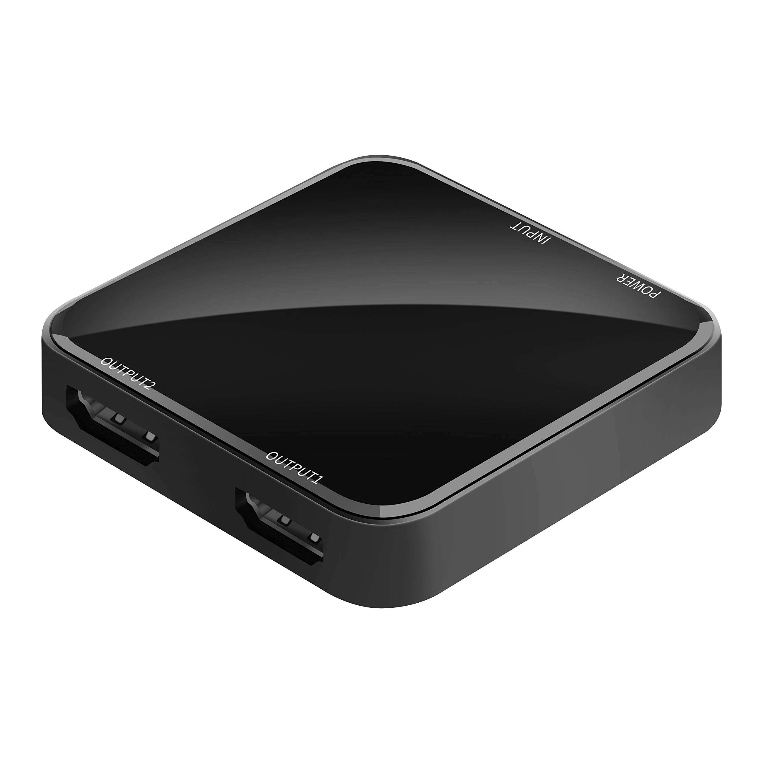 HDMI Splitter Multi-Ports 1 in 2 Out 4K Aluminum Ver1.4 HDCP Powered HDMI Splitter Supports 3D 4K@30HZ Full HD1080P for Fire Stick Roku Blu-Ray Player Xbox PS4 PS3 Apple TV HDTV (Black) 1