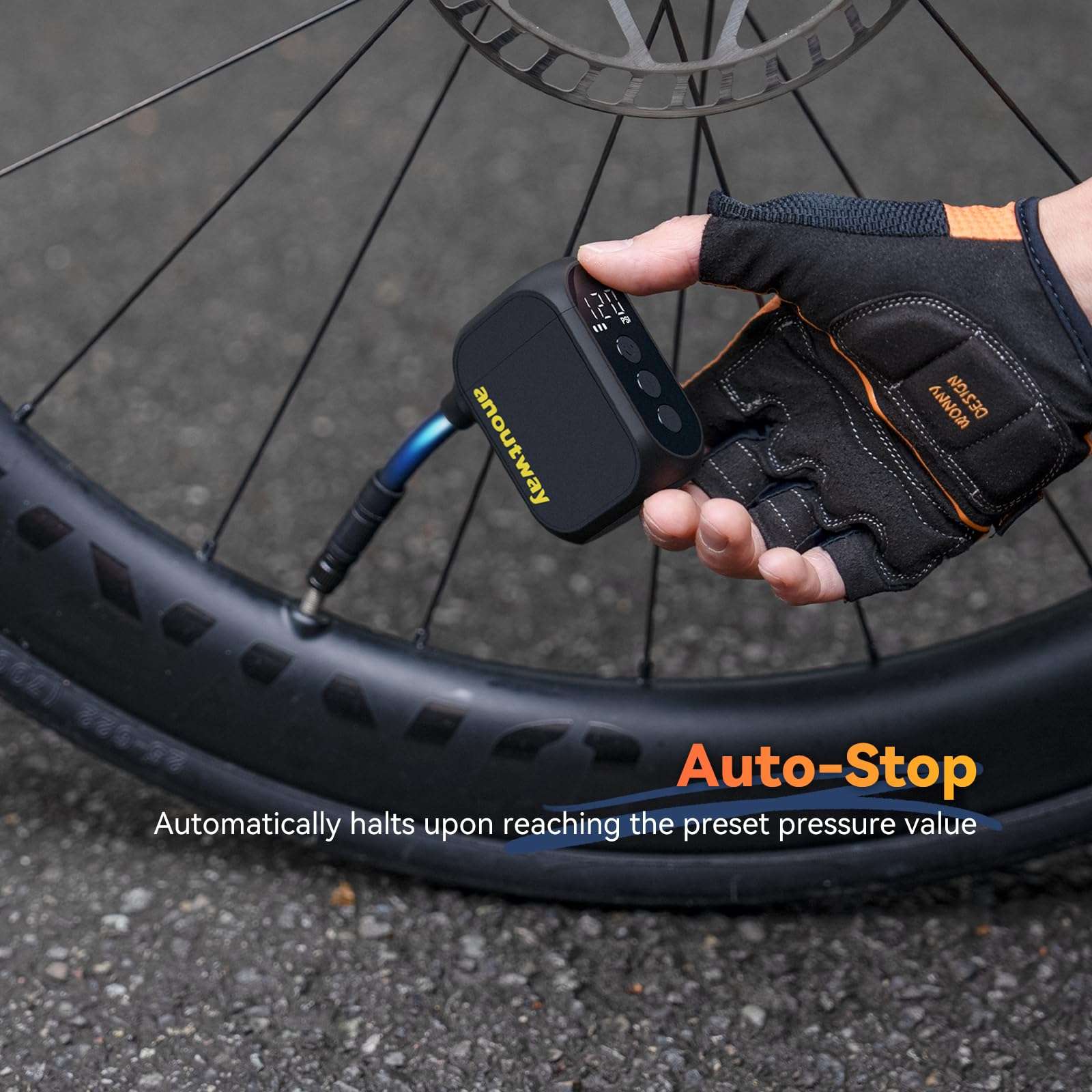 Tiny Pump Bike Pump with Gauge Portable Ultra-Mini 120PSI Electric Bicycle Pump Type-C Rechargeable Battery 6