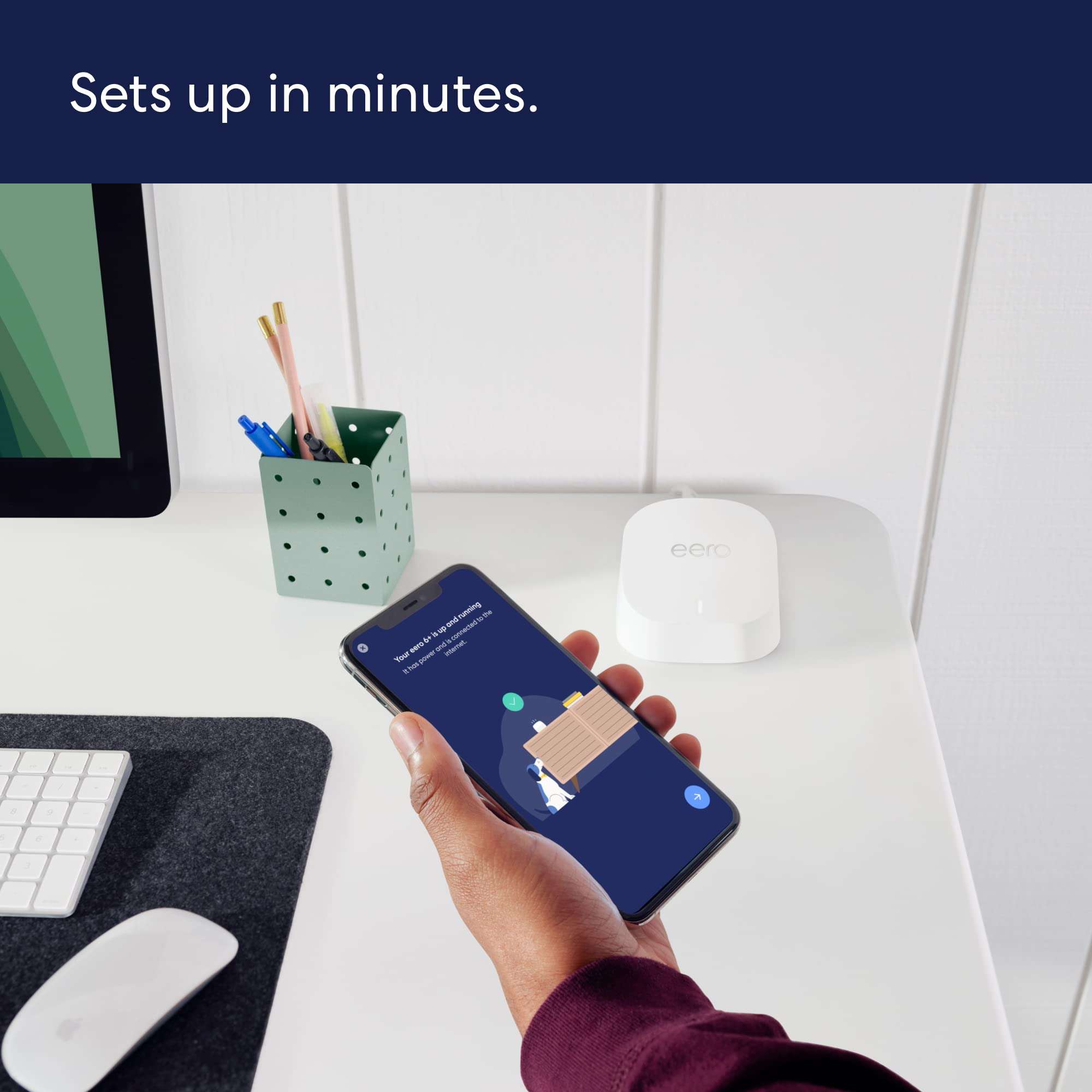 Amazon eero 6+ mesh Wi-Fi router (1-pack) with Made for Amazon Wall Mount 6