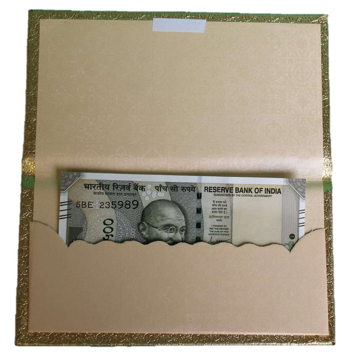 BERRYCRAVE Golden Leatherette Paper Fancy 3D Design Shagun Envelope | Shaadi ke lifafe | Envelope | Wedding | Engagement | Birthday | Festivals | Money | Flowers Design-2 3
