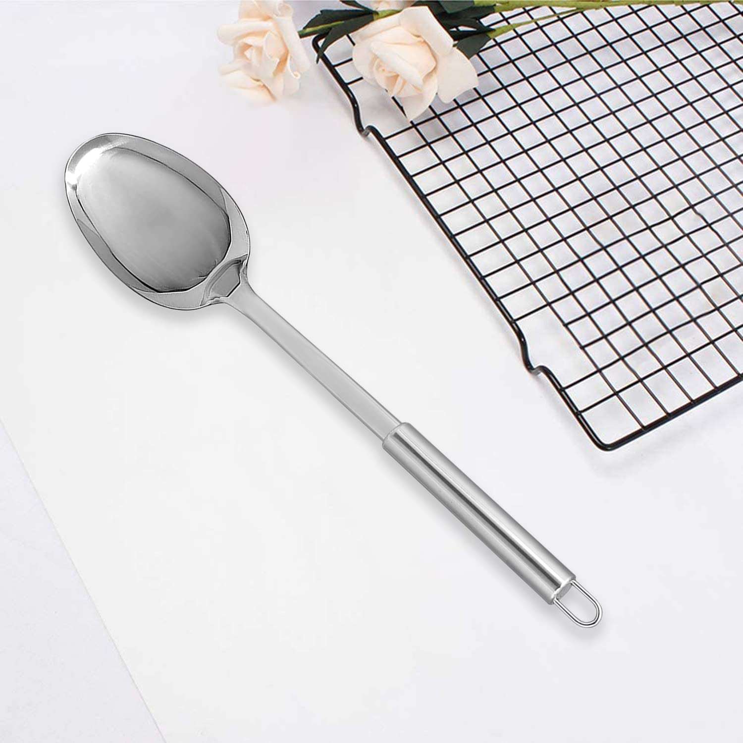 Heart Home Spoon|Stainless Steel Cooking Spoon|Serving Spoon|Kitchen Spoon|Nonstick Chamach for Kitchen|7 cm (Silver) 5