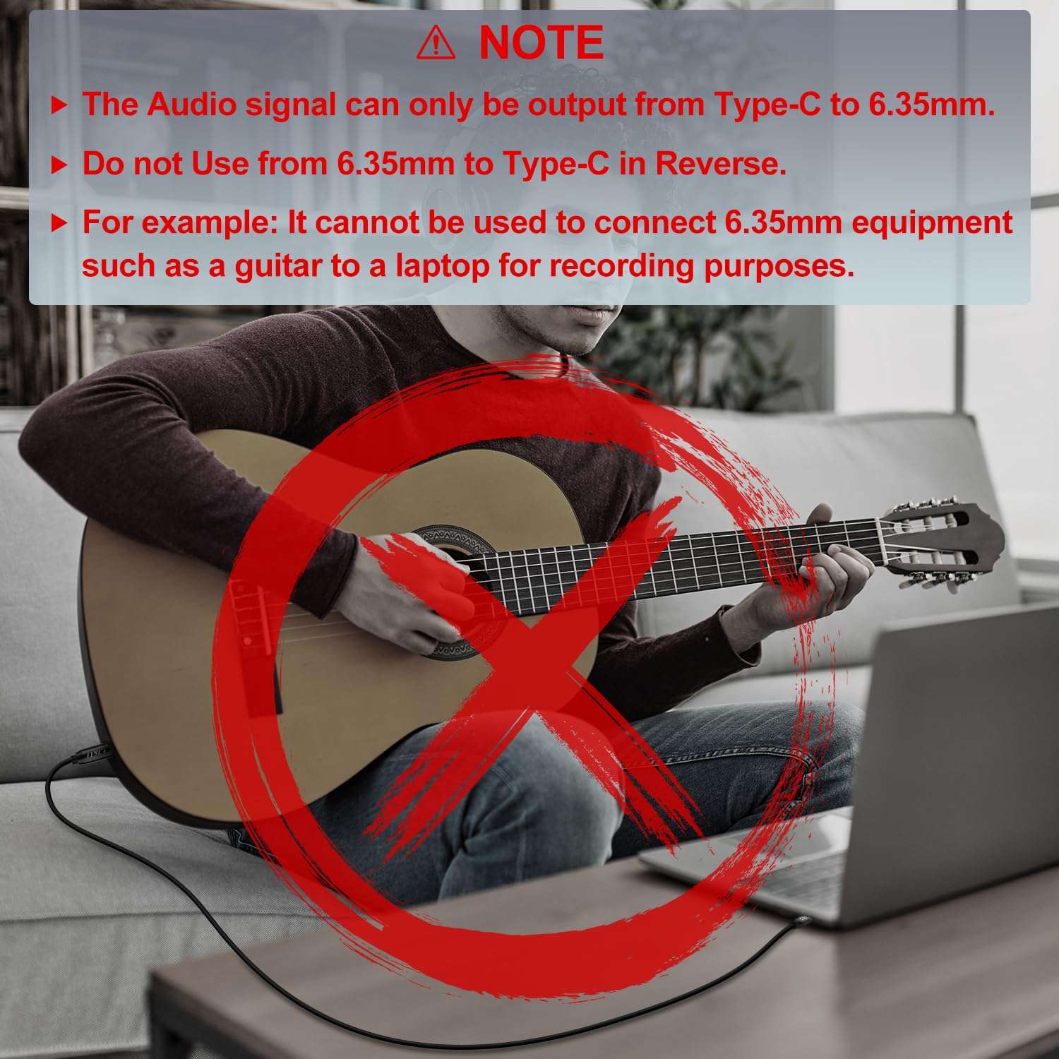 J&D USB-C to 6.35mm 1/4 inch TS Audio Cable, Gold Plated USB Type C to 1/4" Male Mono Interconnect Aux Adapter Cable Compatible with iPhone 15/16 Series 3