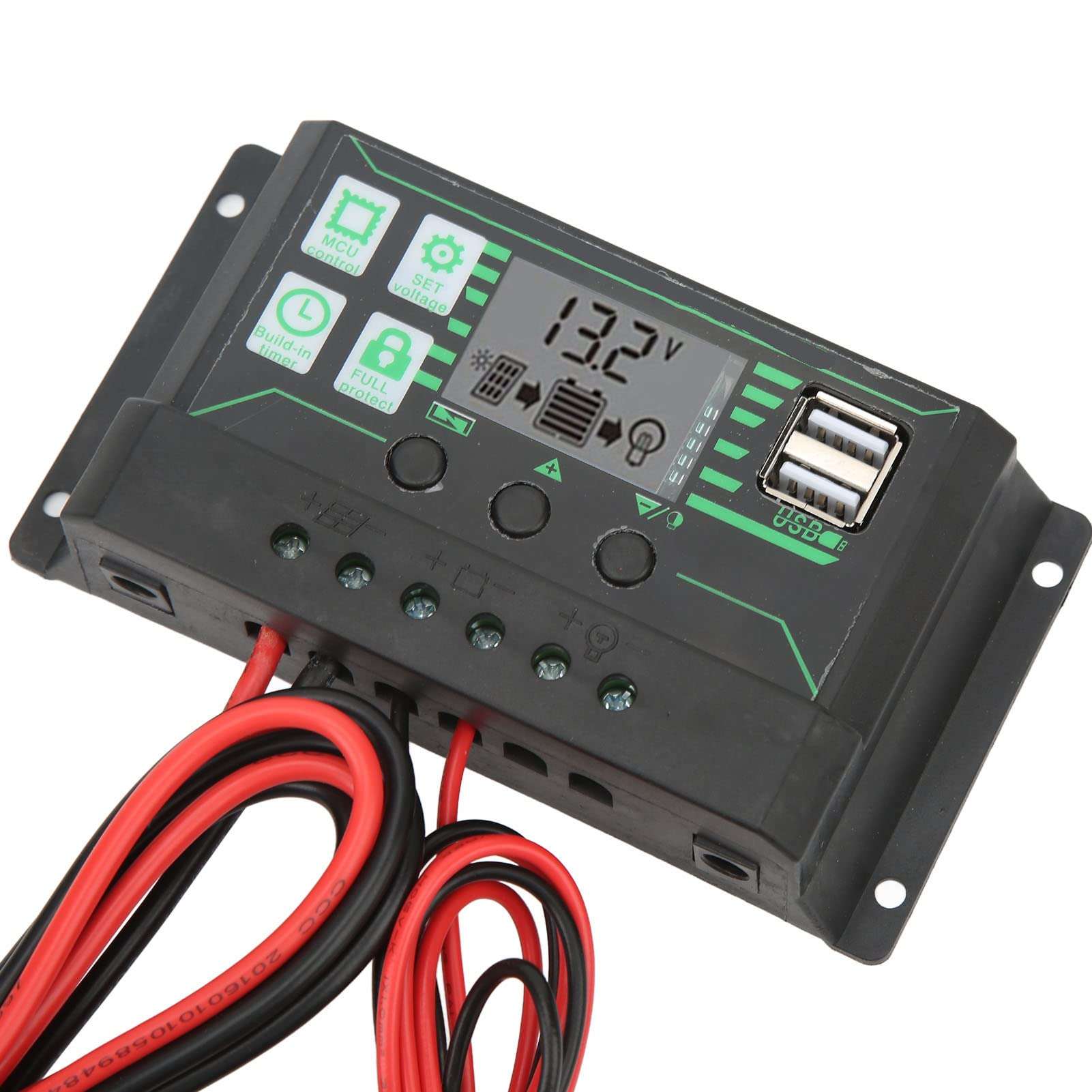 12V 24V MPPT Solar Charge Controller 360W Solar Panel Regulator Adjustable Parameters LCD Display for Outdoor Use 6