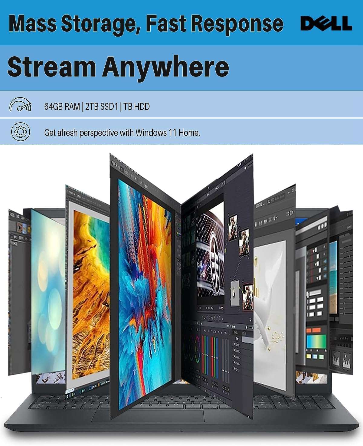 Dell Newest Inspiron 15 3530 Business Laptop, 15.6" FHD LED Touchscreen, 13th Gen Intel Core i7-1355U(Up to 5GHz, 10 Cores), 64GB RAM, 2TB SSD, 1TB HDD, Wi-Fi 6,Webcam, HDMI, Win11, with Cleaning Kit 4