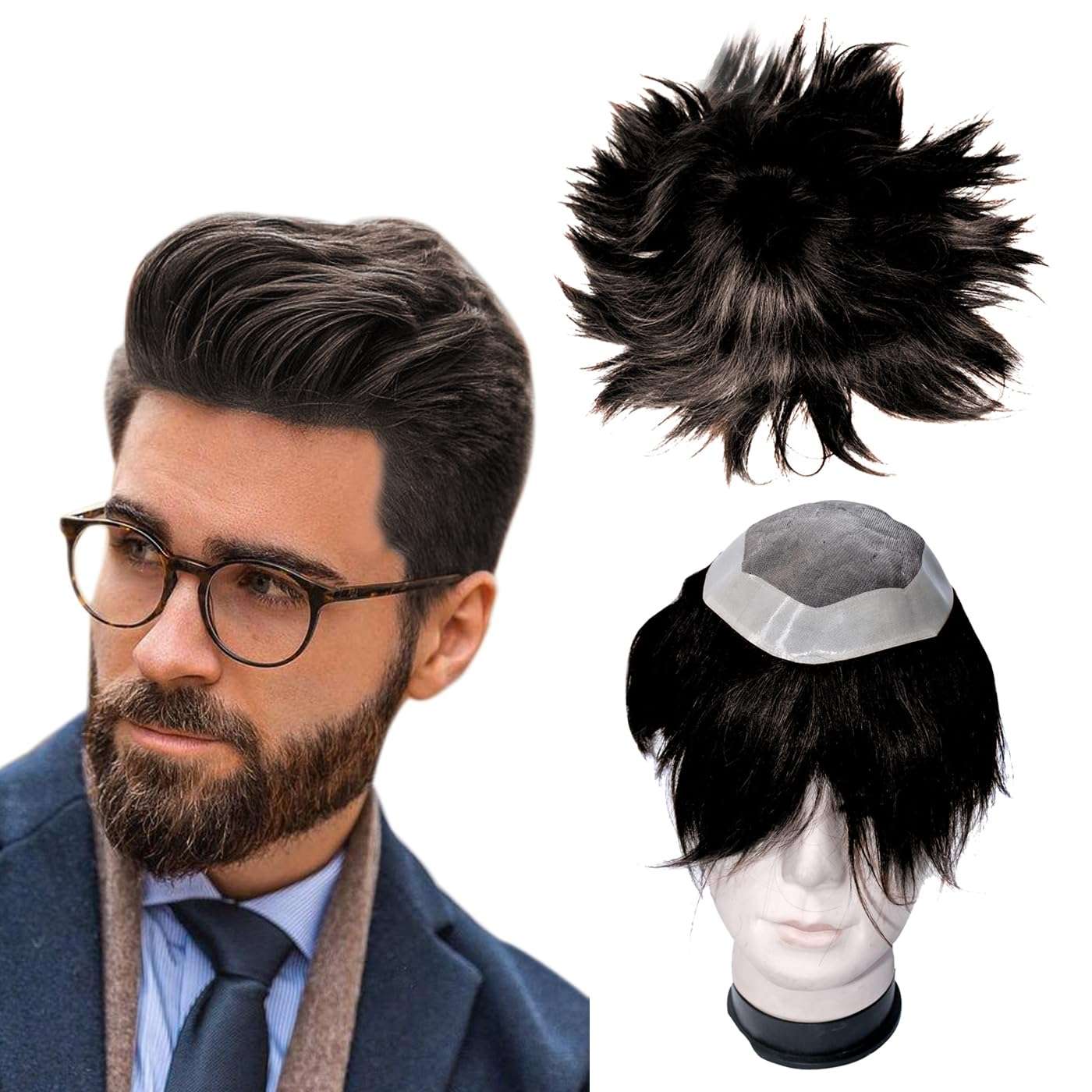 Kabello Hair Loss Solution Hair Patch/Wigs/Human Hair Toupee Mono Base 6 inch Hair (10x7, Light Brown) 1