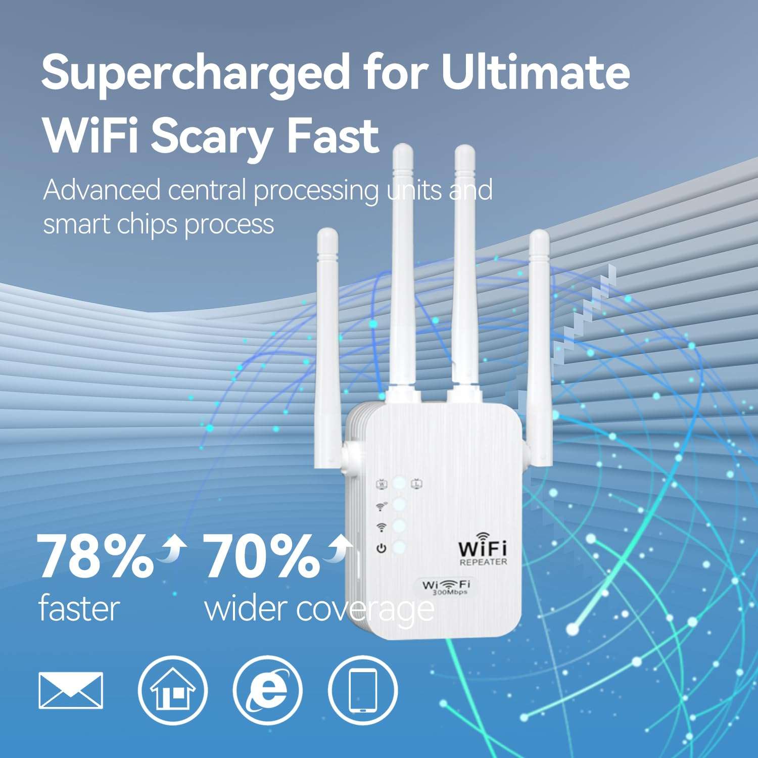 WiFi Extender,WiFi Extender Signal Booster for for Home & Outdoor,Device Servers Covers Up to 6000 Sq. ft and 35 Devices,Internet Booster 4