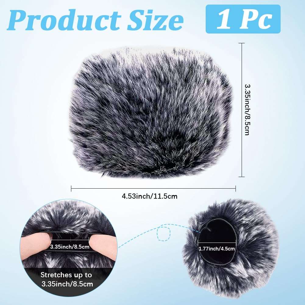 CREATCABIN Fluffy Microphone Cover Furry Mic Microphone Furry Windscreen Muff Soft Pop Filter and Windscreen for Karaoke, Studio, and Broadcasting Fits Most Standard 4.53x3.35inch Black 3