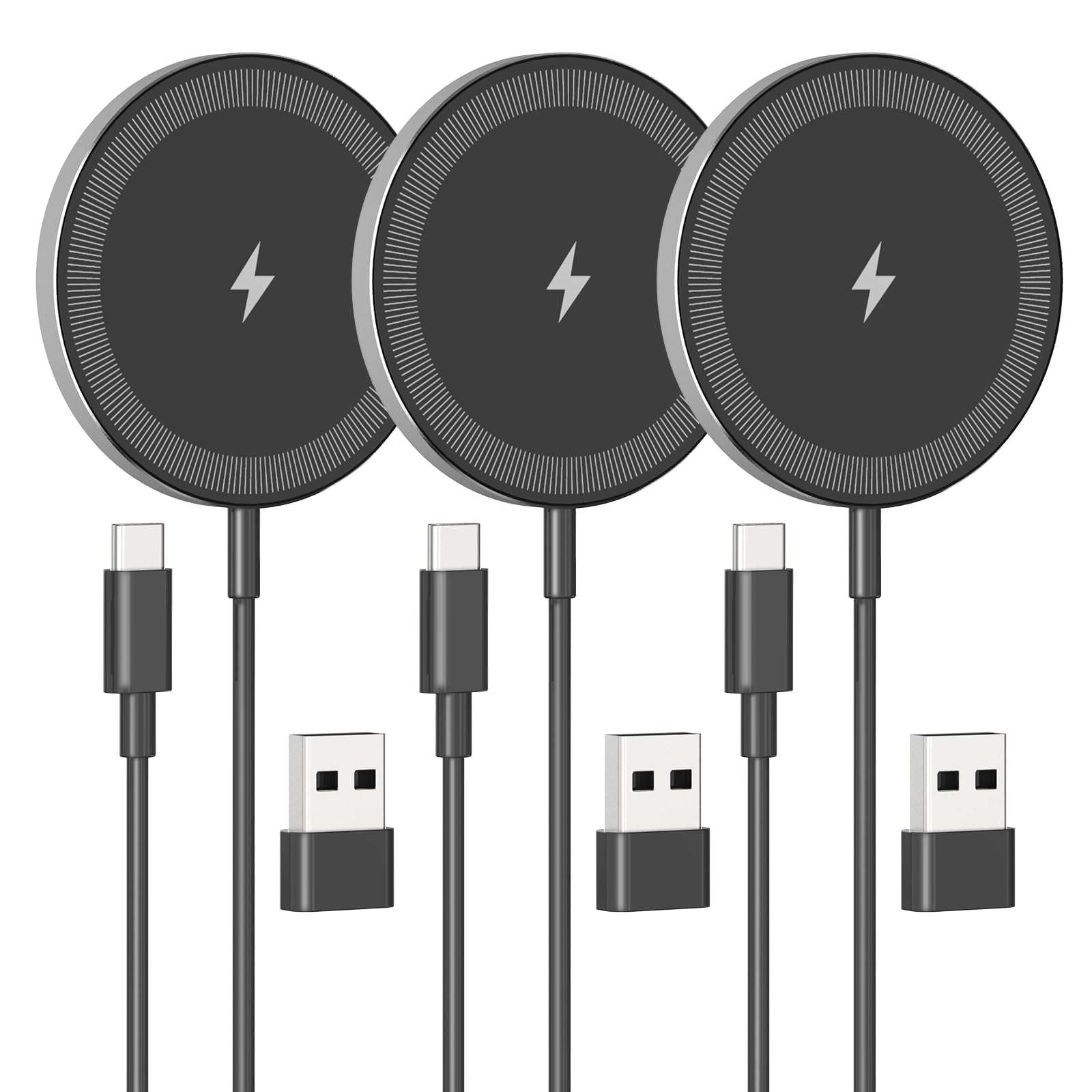 3-Pack for Magnetic Wireless Charging Pad: 15W Qi Magnetic Portable for Apple Fast 1