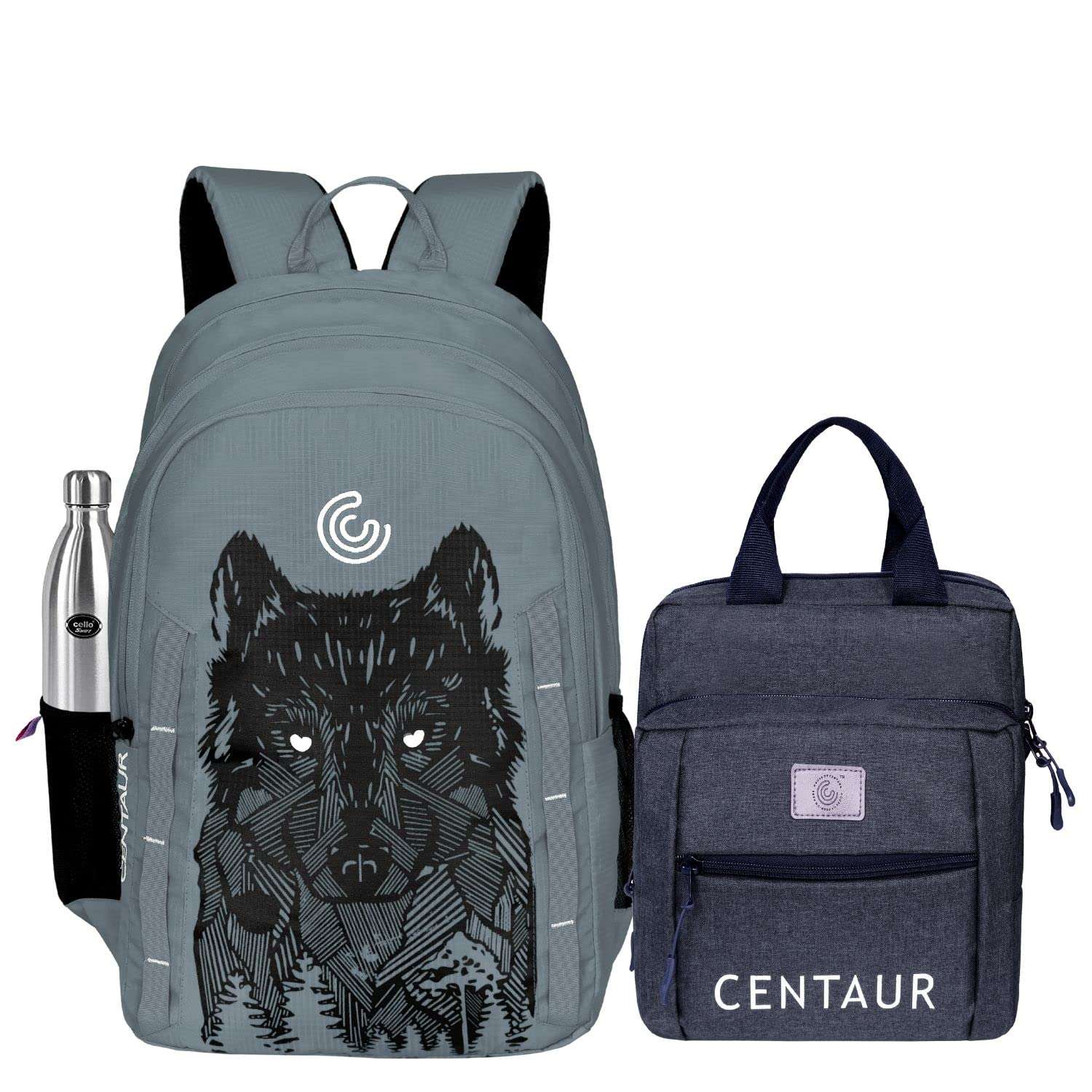 centaur | 38 Litre | Wolf Print Casual Backpack | With Sling Bag | Office Bag | School Bag | College Bag | Business Travel Bag | Unisex Anti-theft | Water Resistant | Lightweight 1