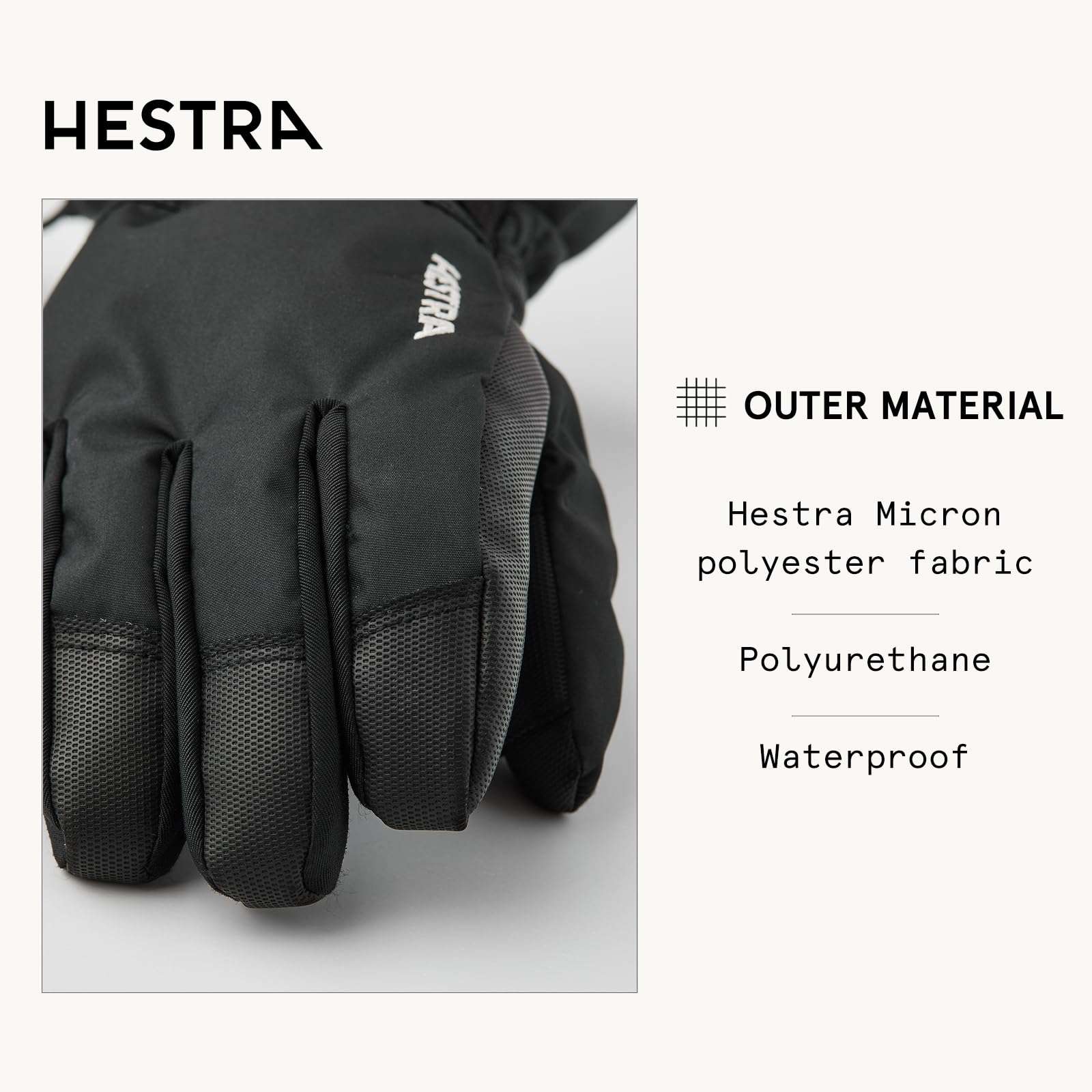 Hestra Gauntlet CZone Junior Glove - Waterproof, Insulated Kids Glove for Skiing, Snowboarding and Playing in The Snow - Black/Graphite - 6 4
