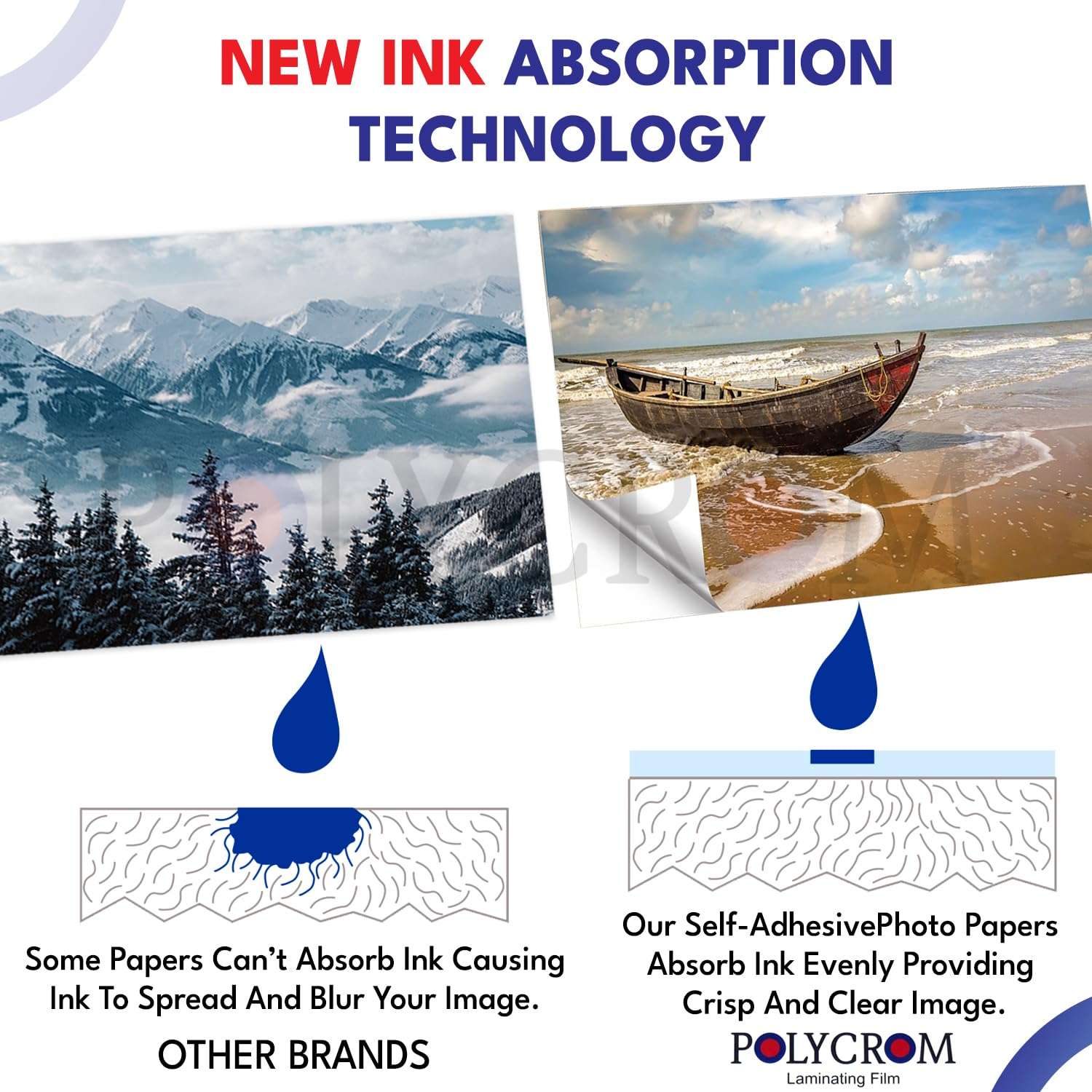 Polycrom Korean Photo Glossy Inkjet Sticker Paper A4 Size - White,Vibrant, Crisp, Smudge Proof, Dry Fast : 120 GSM 50 Sheets 3