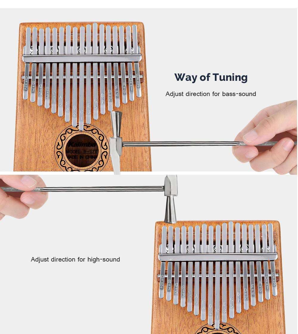 amiciSound Thumb Piano 17 Keys Musical Instrument Kalimba with Engraved Notes, Tuning Hammer and Protective Carry Bag 5
