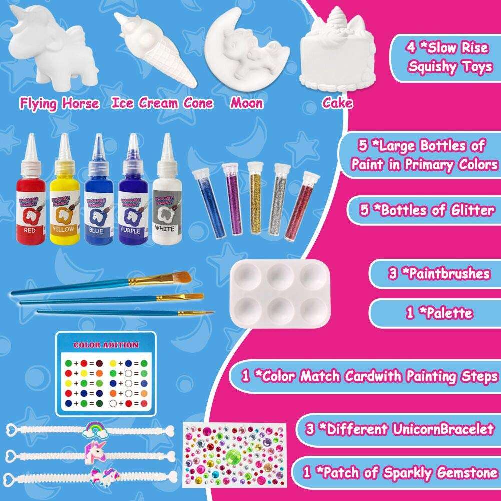 Heyzeibo Squishies Toys for Kids, Arts Crafts Squishy Gifts for Age 3 4 5 6+ Years Old Boys Girls Toddlers, Paint Your Own Squishies, Soft Stress Relief DIY Squishy Painting Toys for Adults Lovers 2