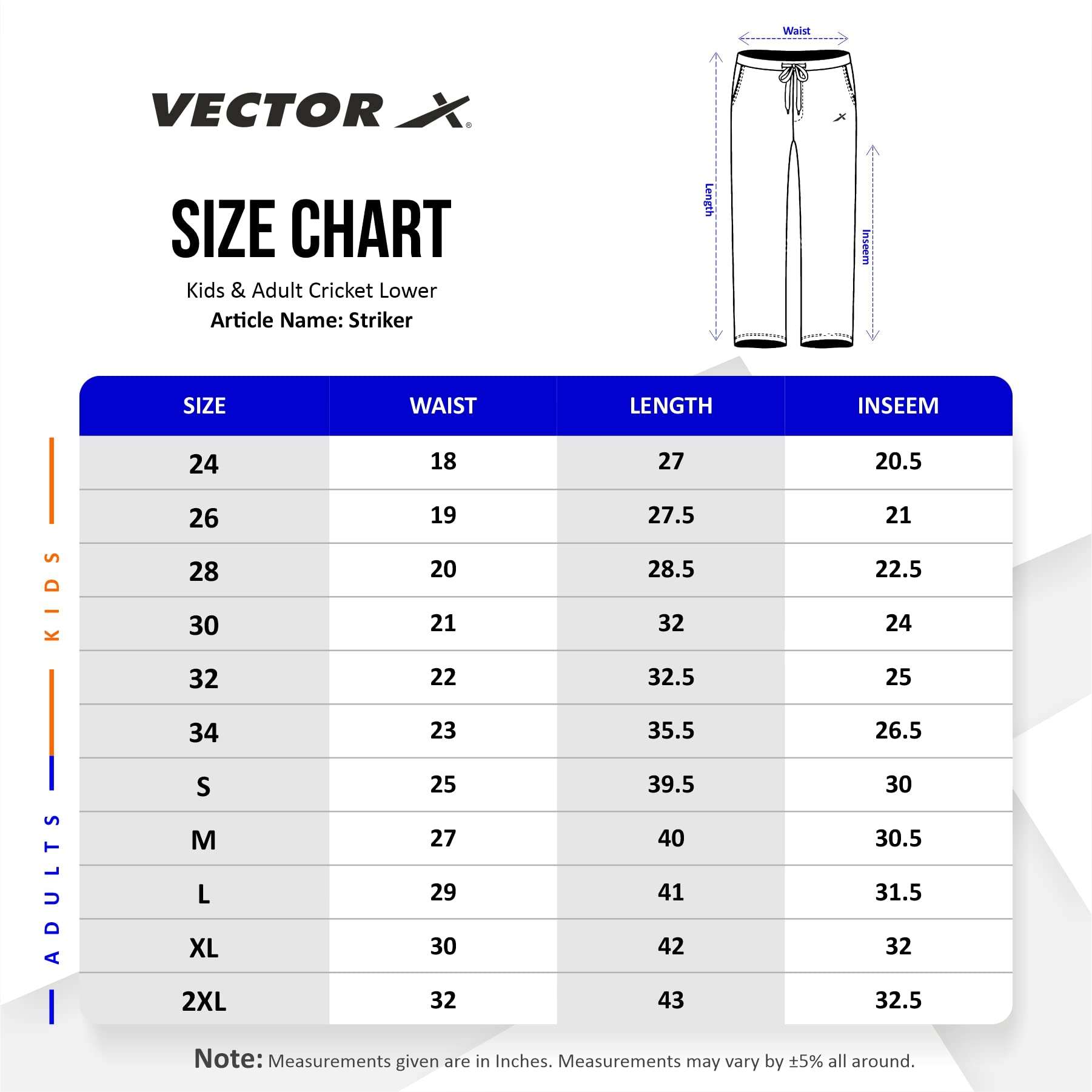 Vector X Striker Cricket Lower (M) White 3