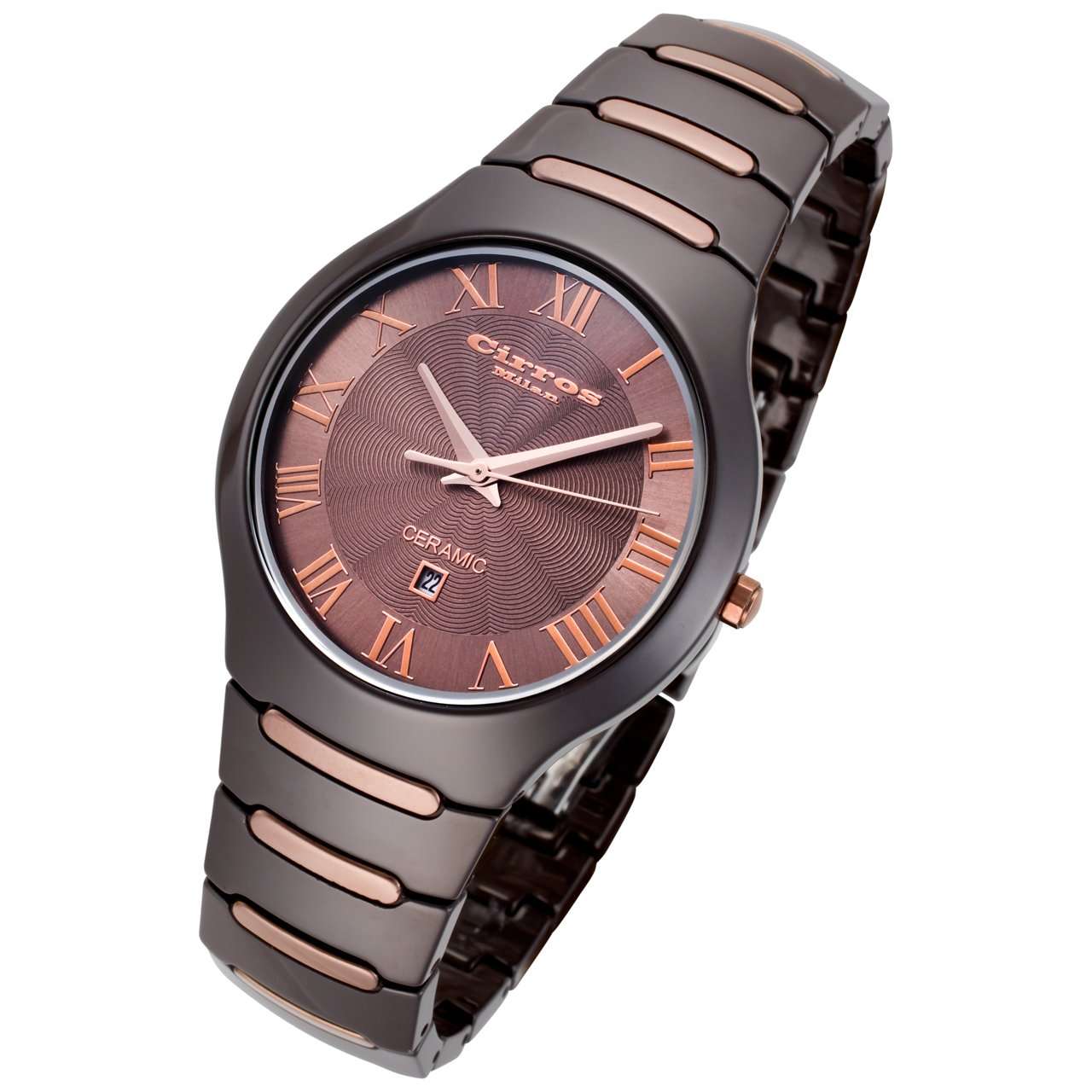 Cirros Milan by Rougois Empire Series Chocolate Rose Gold Trim Ceramic Watch