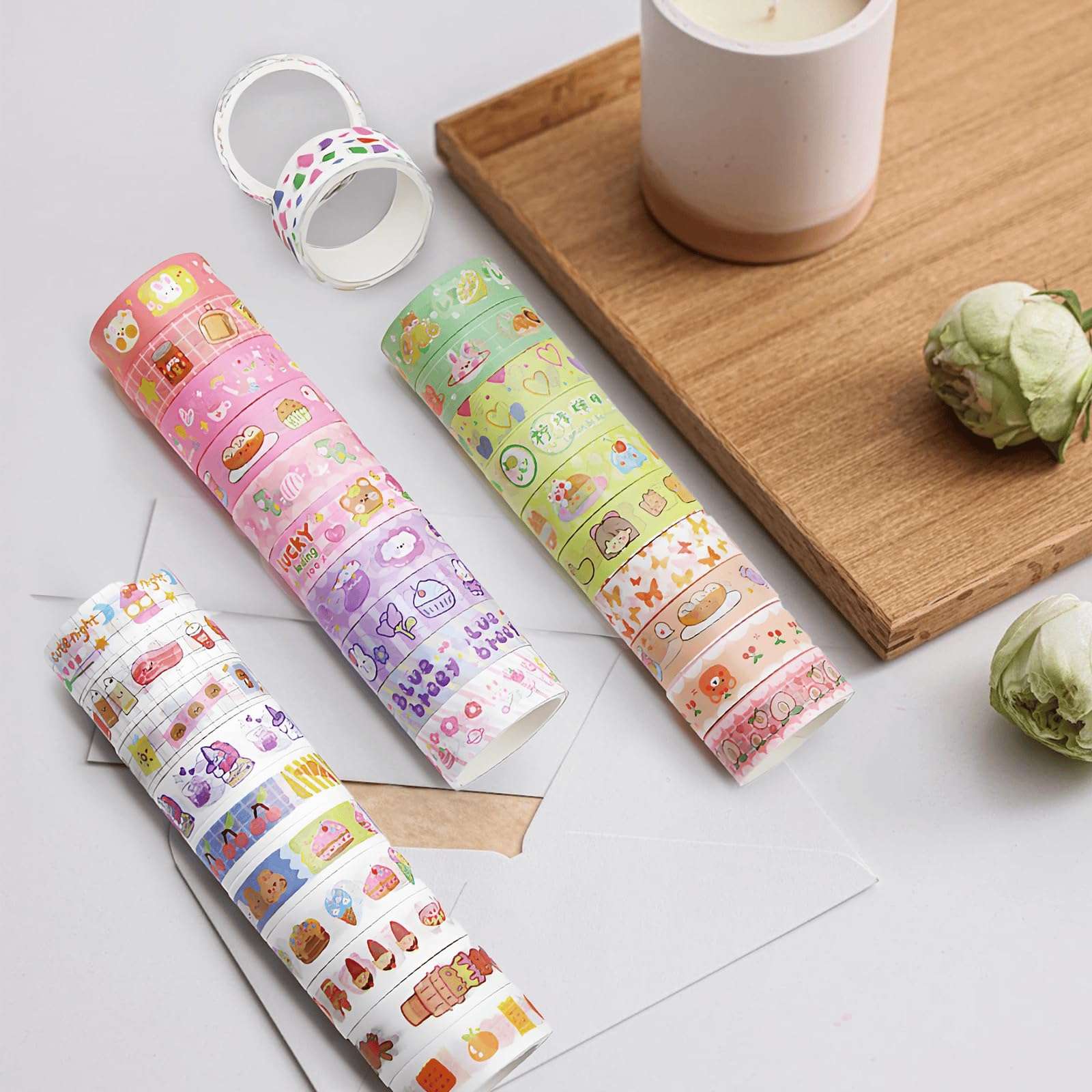Lecqizu Decorative Washi Tape Set, 15mm Width, 60 Rolls, Colorful Craft Tape for Scrapbooking and DIY 5