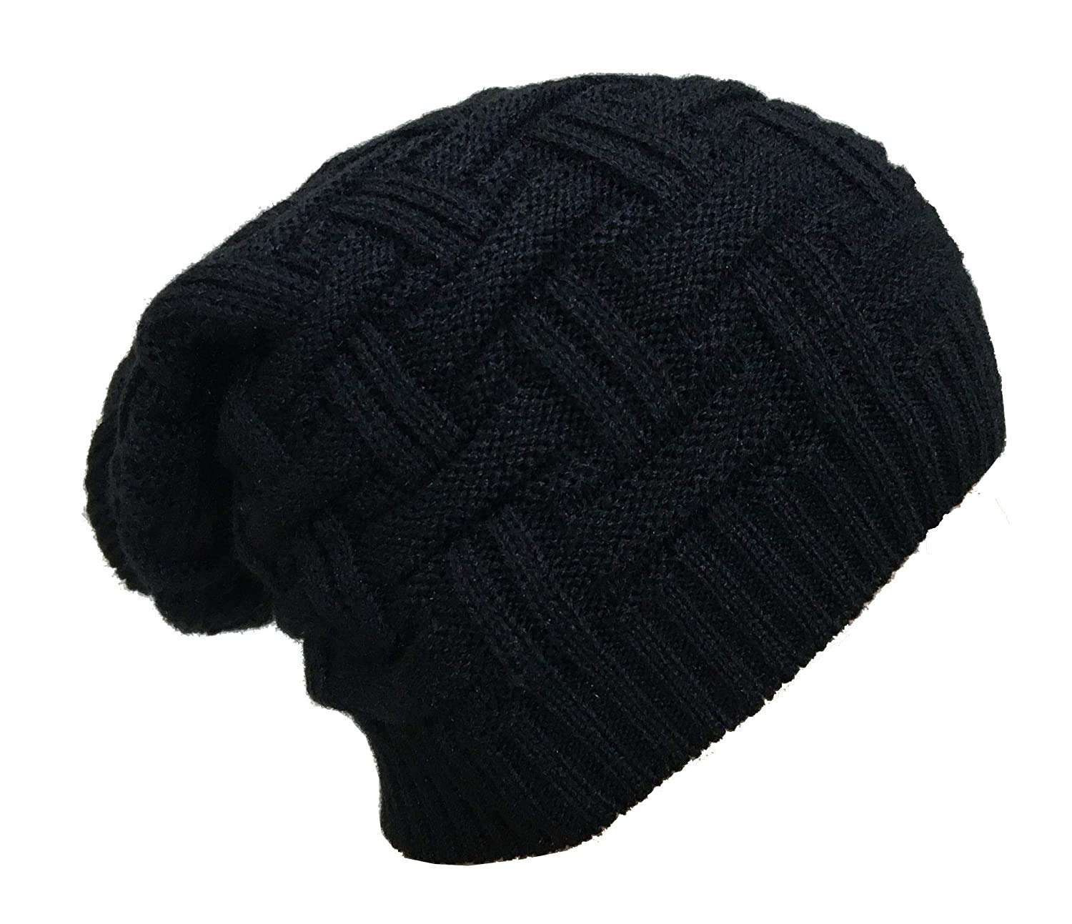 DIGITAL SHOPEE Unisex Textured Slouchy Beanie Cap Winter Woolen Cap Men/Women/Girls/Boys (Free Size)-Black-White
