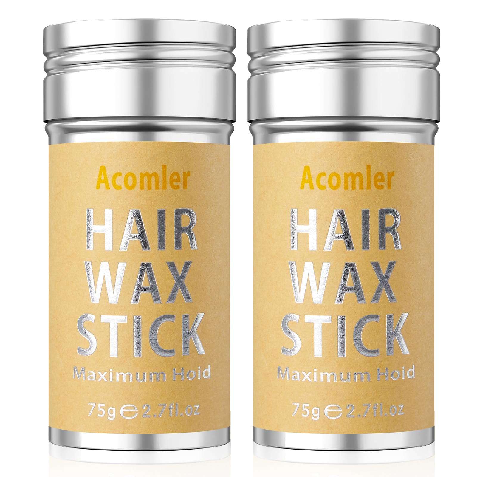 Acomler Hair Wax Stick,Wax Stick for Hair,Hair Wax Stick for Flyaways,Flyaway Hair Tamer Stick,Edge Control Slick Stick for Hair Non-greasy,Styling Hair Pomade for Women&Kids (Hair Wax Stick 2 Pack)