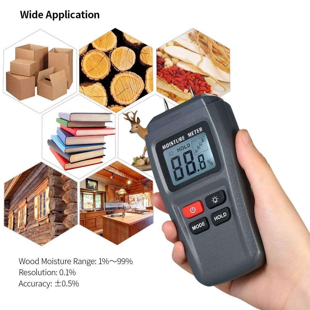 WZCUICAN Moisture Meters MT15 Wood Humidity Tester 0-99.9% Digital Wood Moisture Meter Hygrometer Timber Damp Detector LCD Display 2