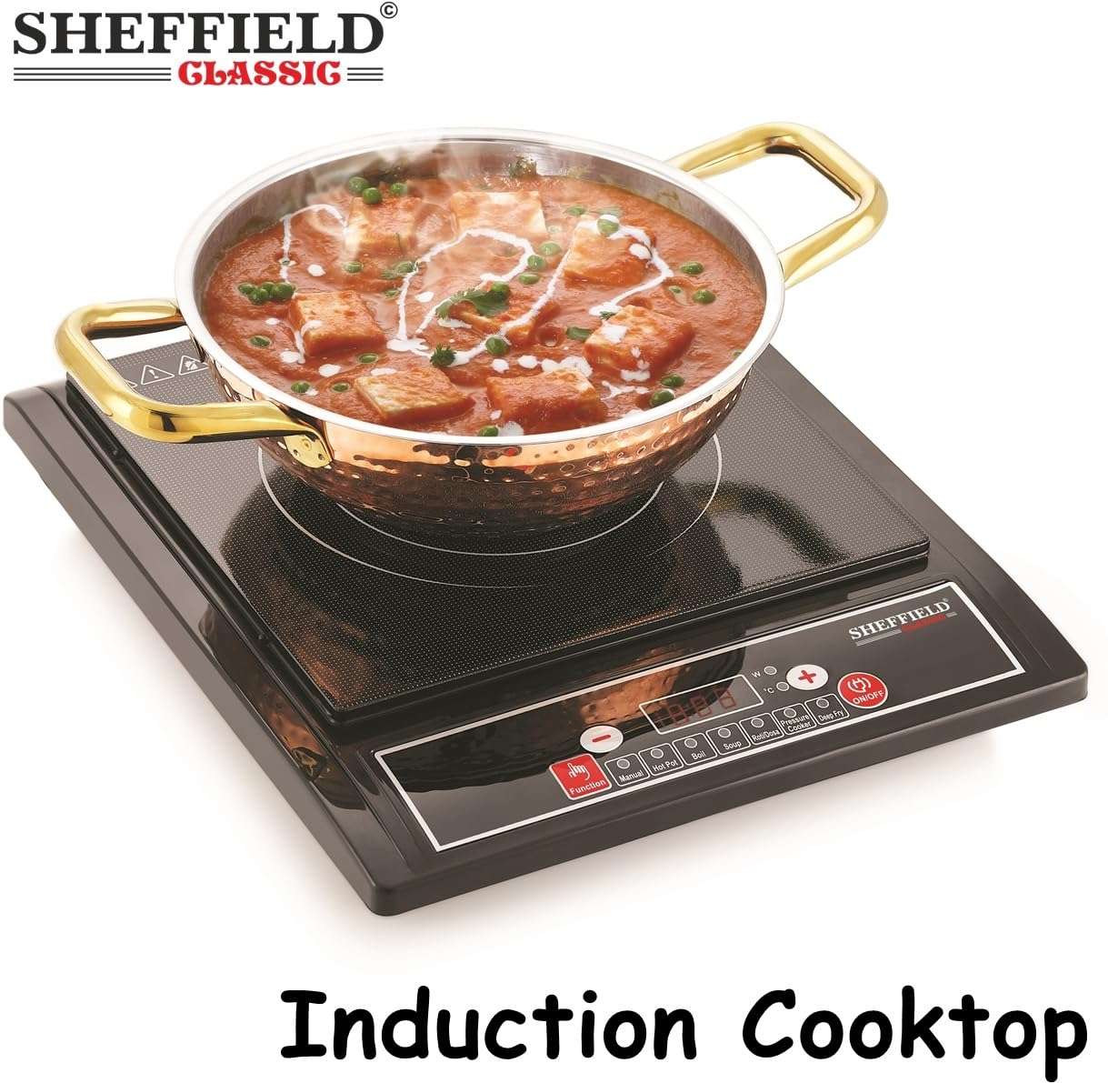 Sheffield Classic 1400W Portable Induction Cooktop | Soft Push Buttons, 7 Preset Modes, Easy Touch Control | Auto Shut‑Off, Fast Heating & Energy‑Efficient Electric Stove – Black 3