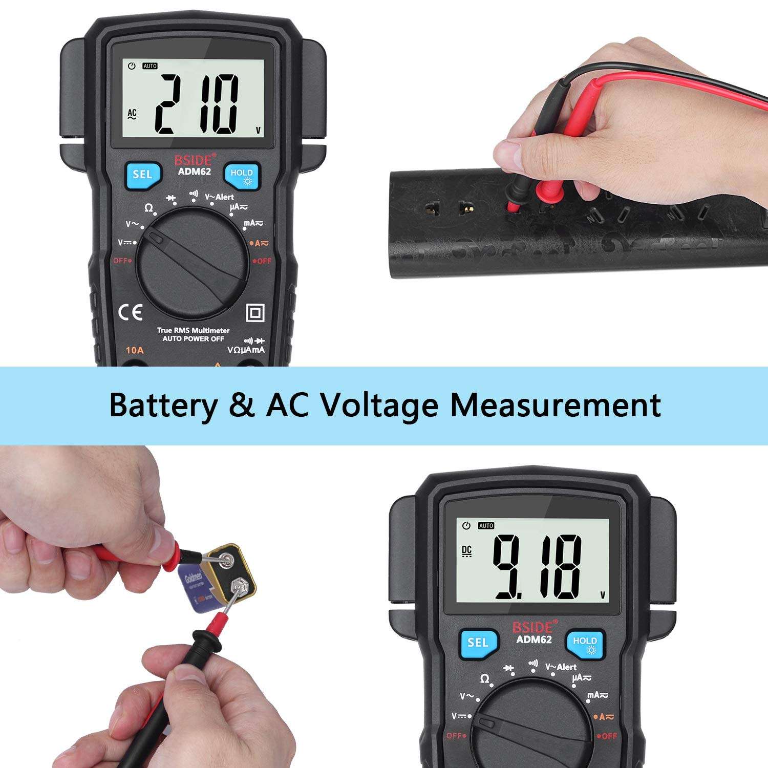 KOVOSCJ Handheld Tester ADM66 Handheld Multimeter, 6000 Counts True RMS Meter AC DC AAA Battery LCD Display Automatic Shutdown Meter Multifunctional Digital Tester 3